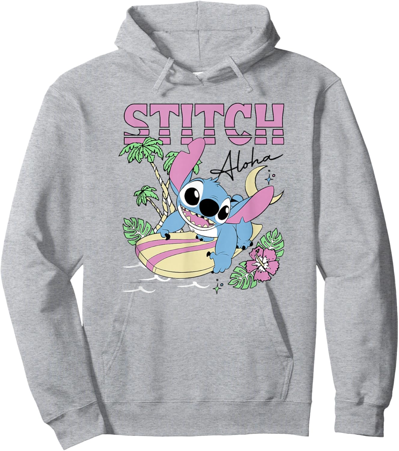 Disney Lilo & Stitch Aloha Hawaiian Surf Poster Hoodie - Hoodie | Ash