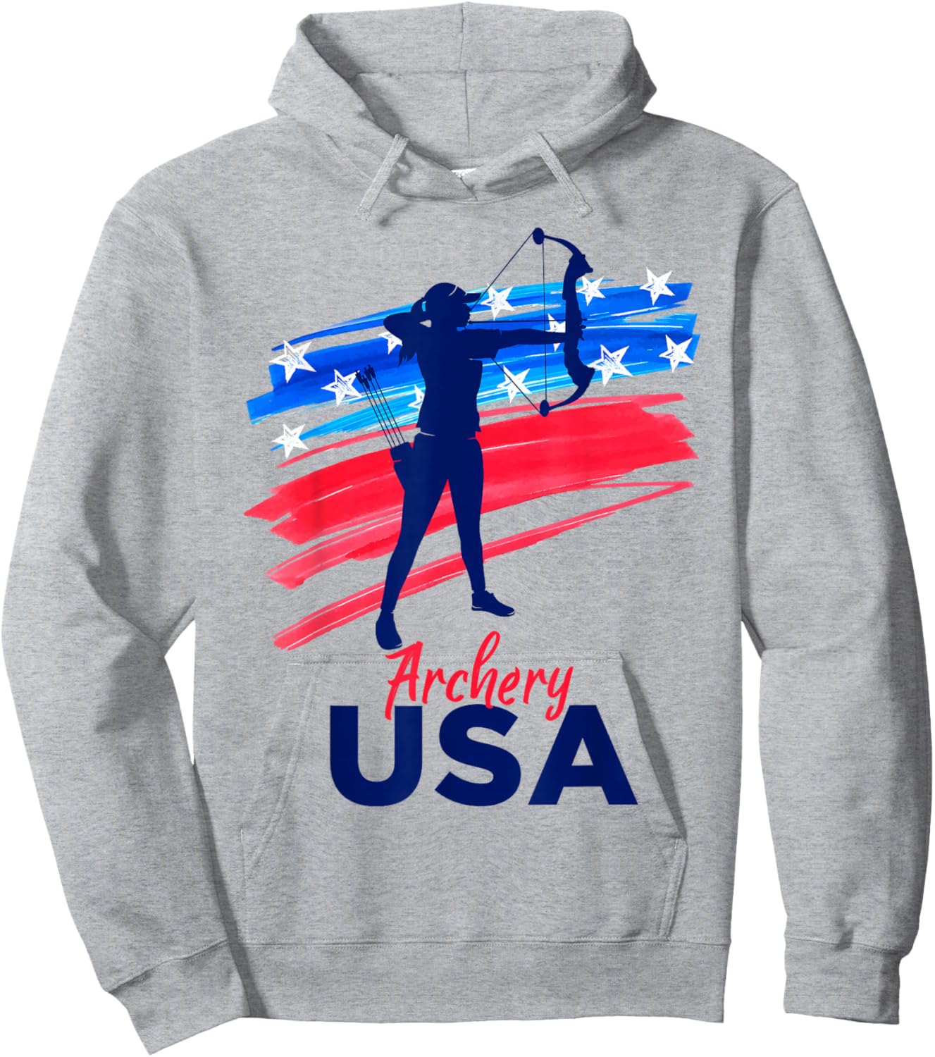 Archery Support the Team Player USA Flag Archer Hoodie - Hoodie | Ash