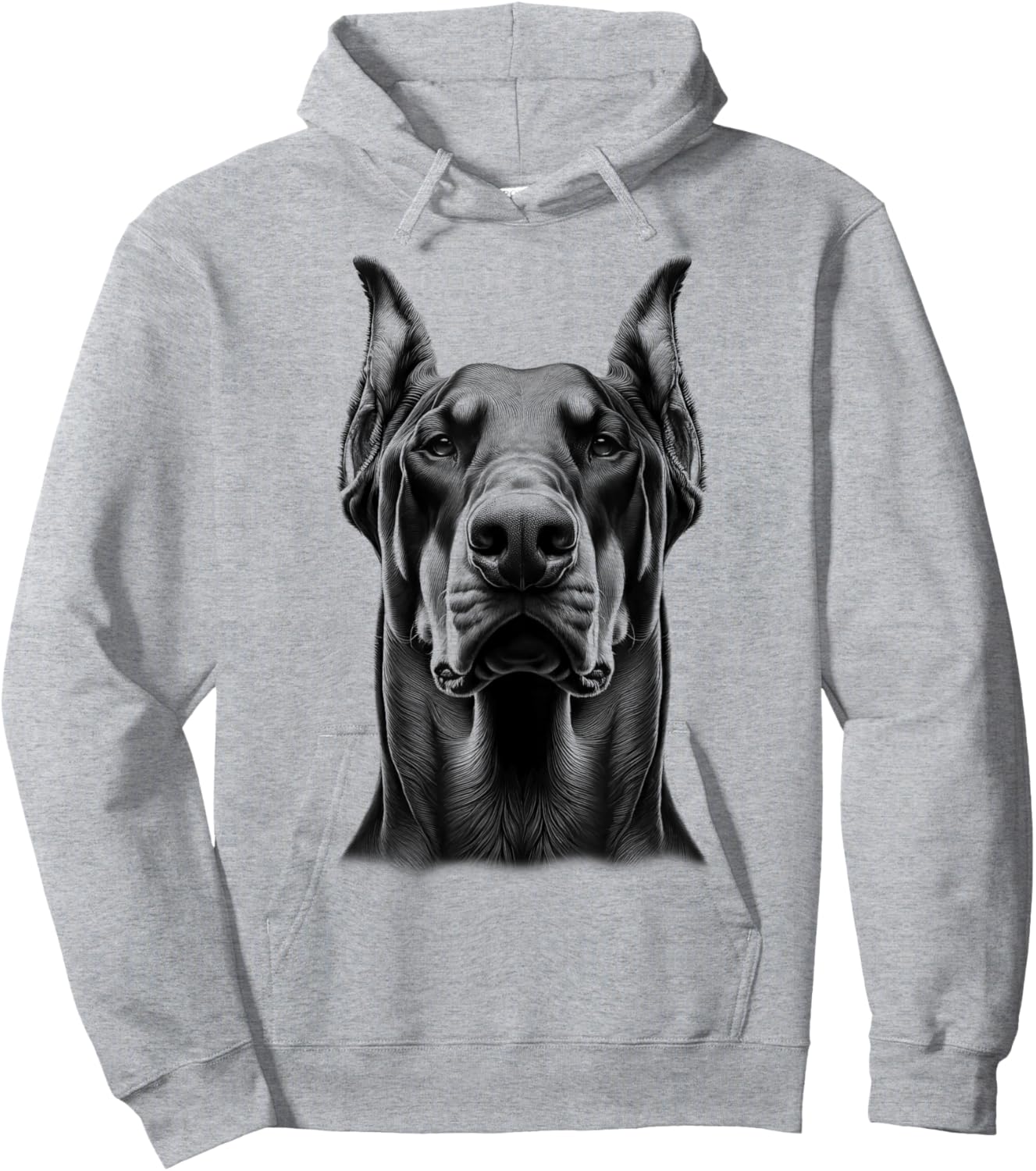 Proud Doberman Dog Portrait in Drawing Style Hoodie - Hoodie | Ash