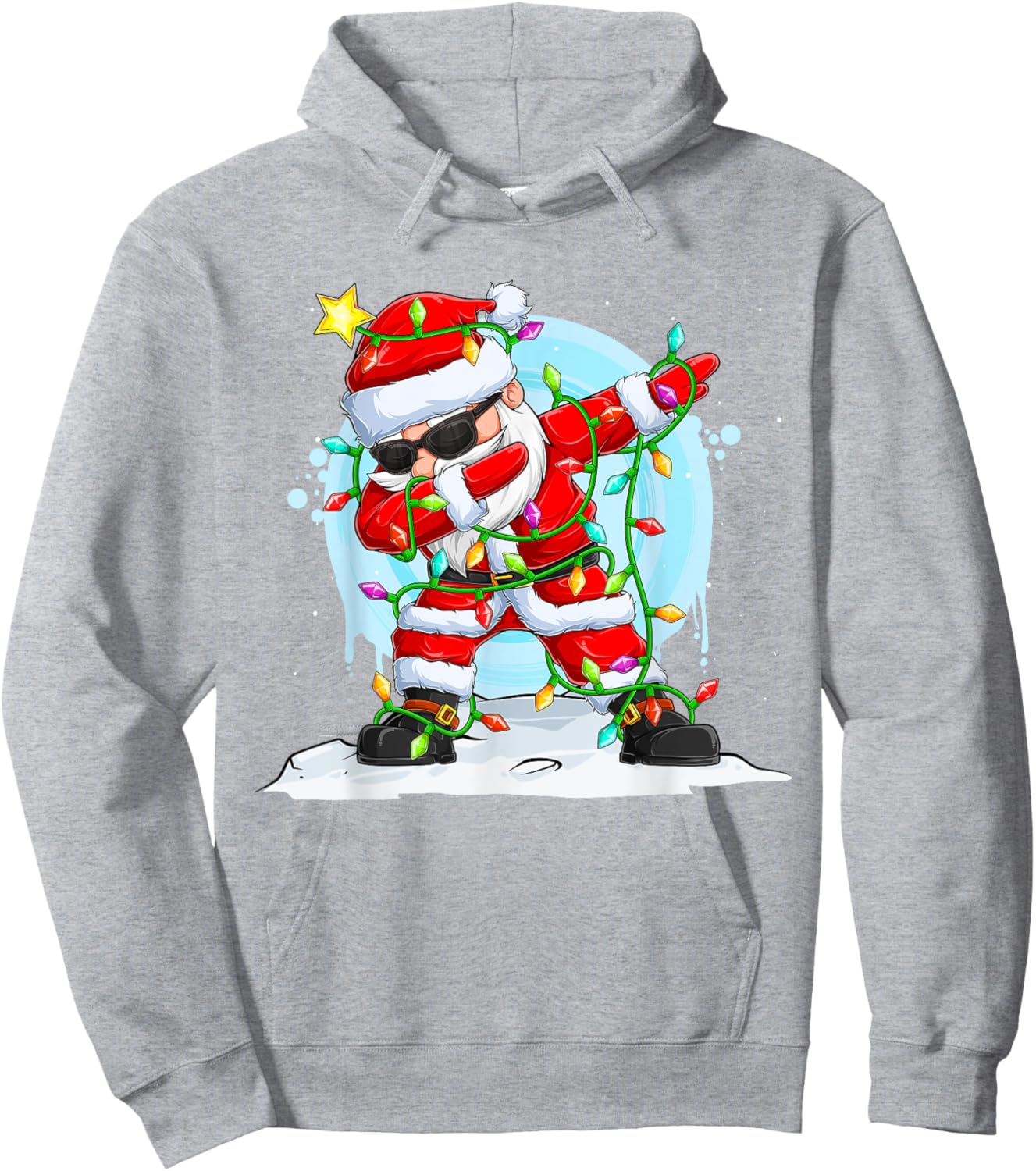 Christmas Fairy Lights Dab Dance Santa Claus Hoodie - Hoodie | Ash