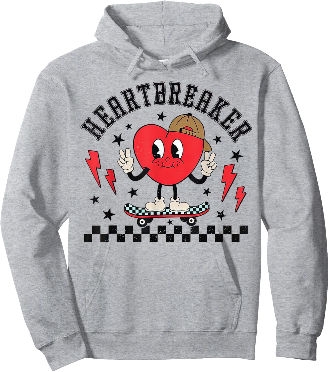 Heartbreaker Skateboard Valentines Hoodie - Hoodie | Ash