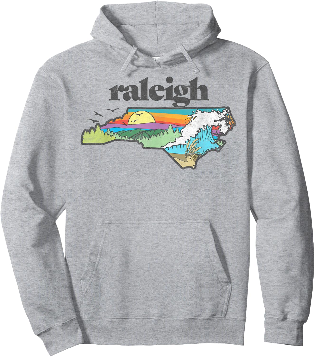 Raleigh North Carolina Outdoors Retro Nature Hoodie - Hoodie | Ash