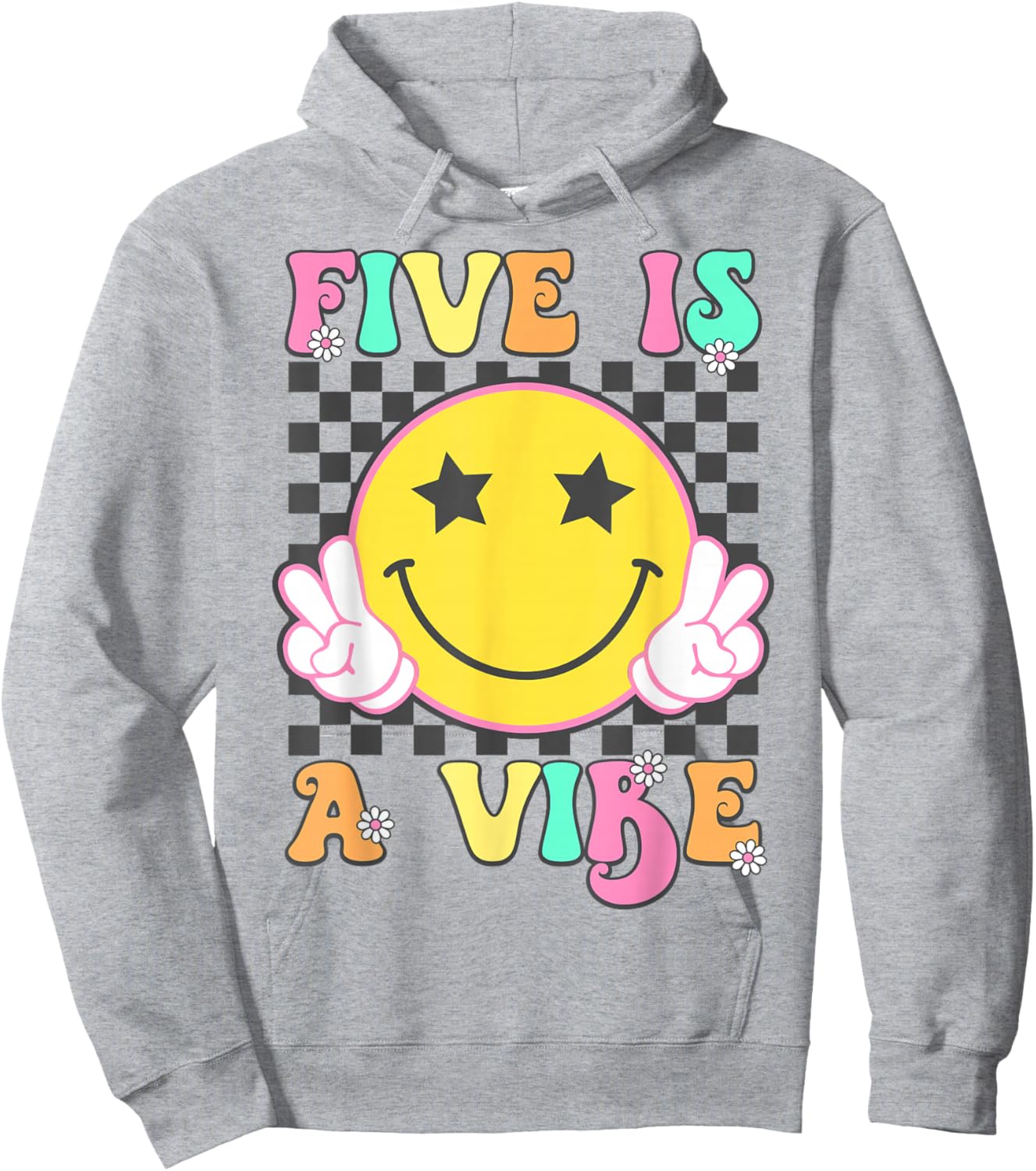 Five Is A Vibe Groovy 5 Year Old 5th Birthday Hoodie - Hoodie | Ash