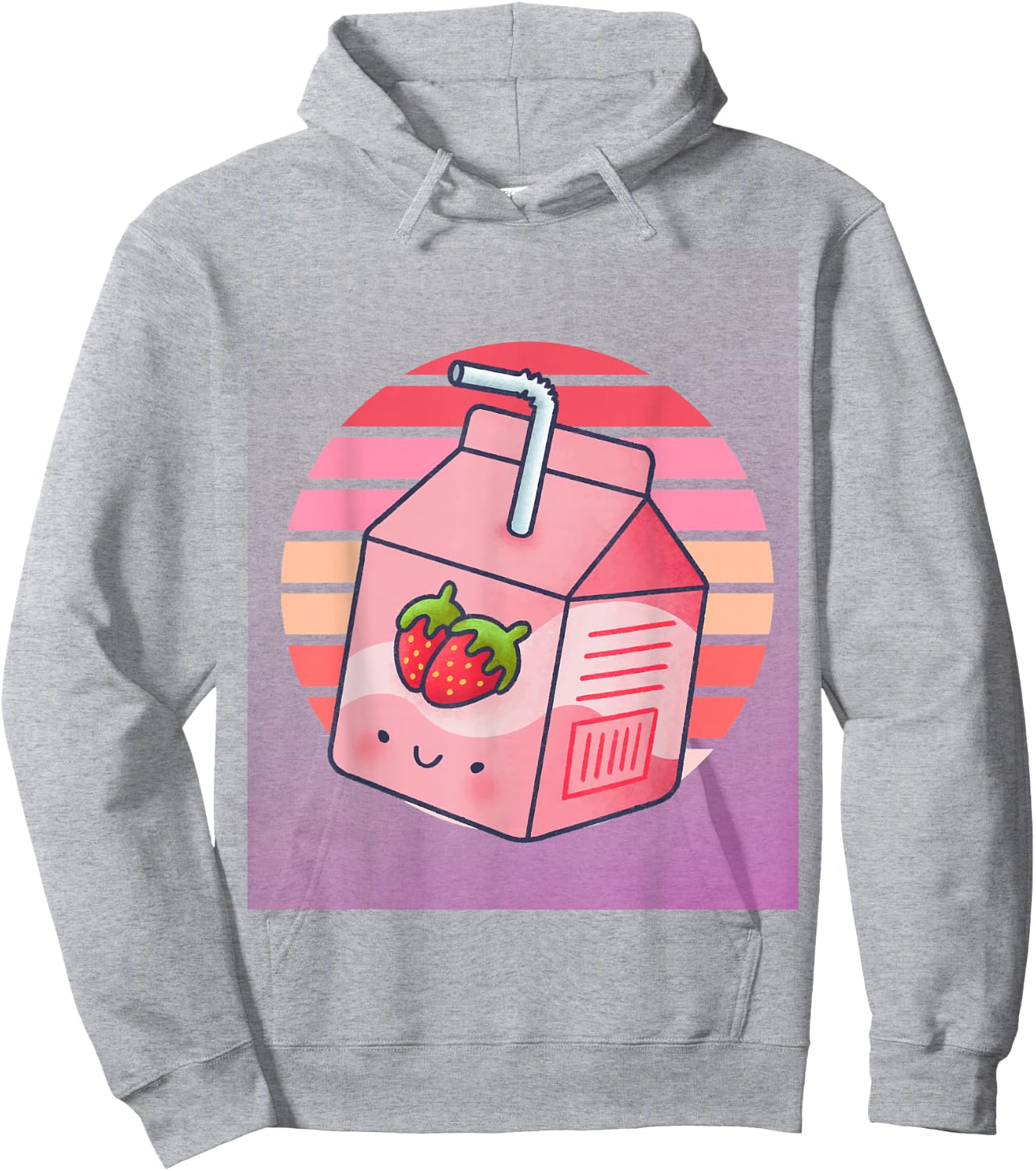 Japanese Pink Strawberry Milk Kawaii 90s Retro Hoodie - Hoodie | Ash