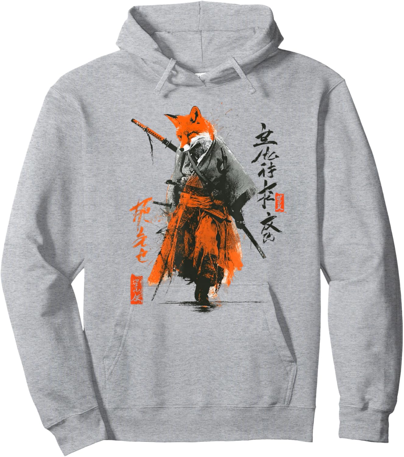 Japanese Fox Samurai Hoodie - Hoodie | Ash