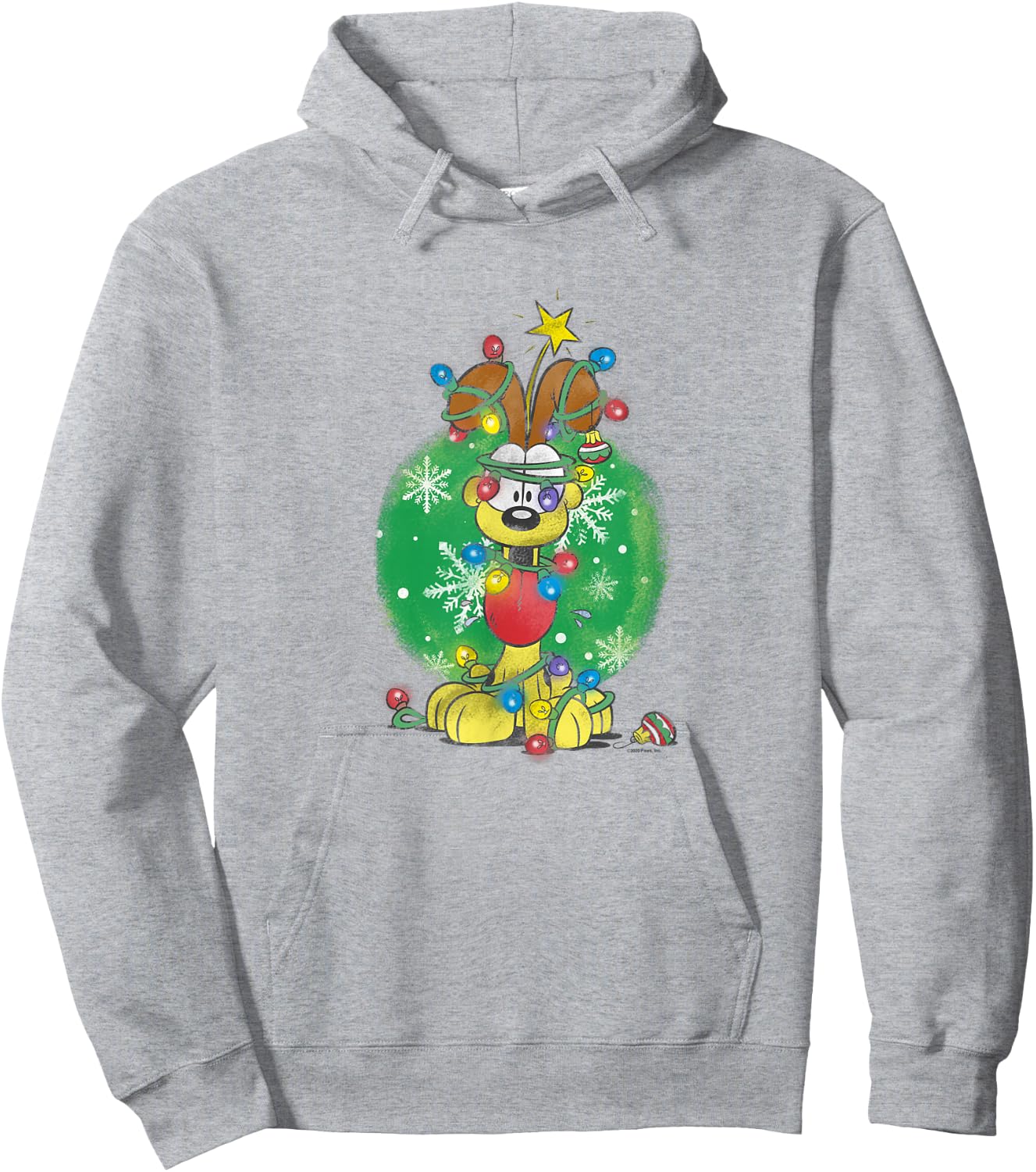 Garfield Odie Wrapped In Christmas Lights Hoodie - Hoodie | Ash