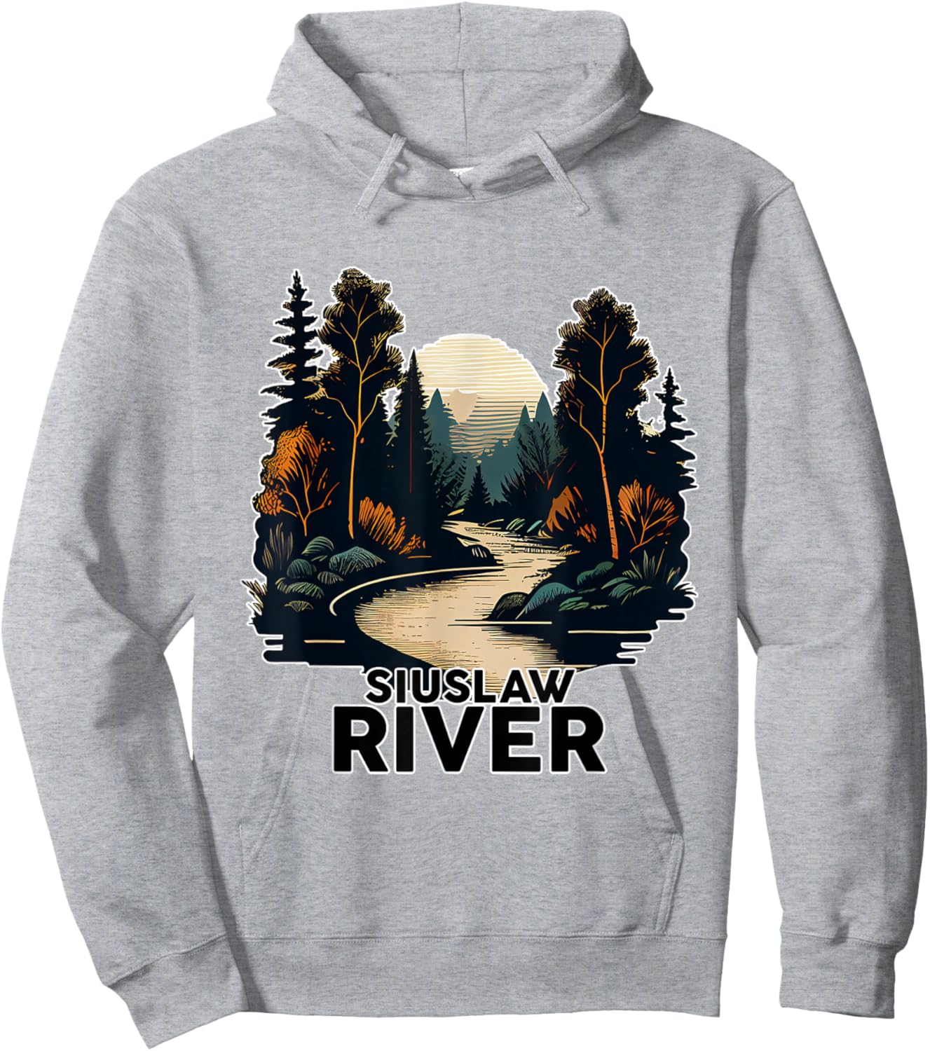 Siuslaw River Retro Minimalist River Siuslaw Hoodie - Hoodie | Ash