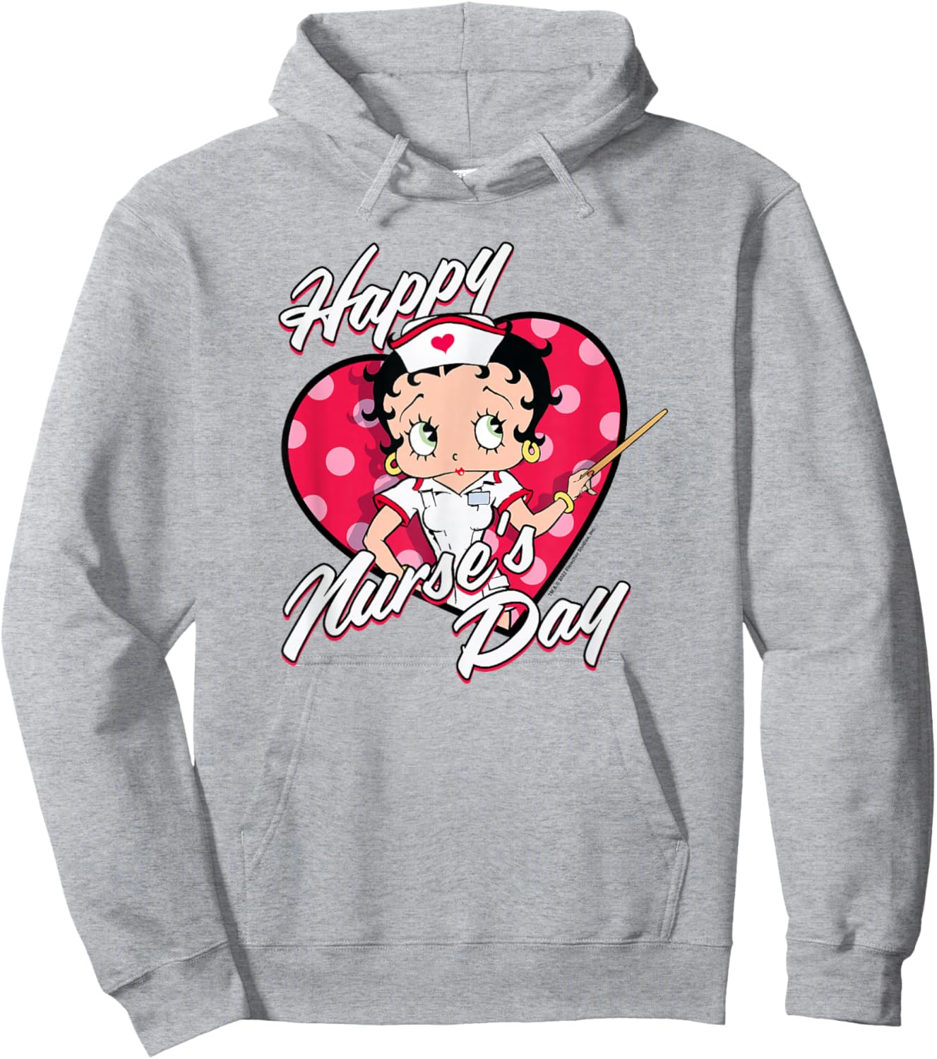 Betty Boop Happy Nurse's Day Heart Box Up Hoodie - Hoodie | Ash