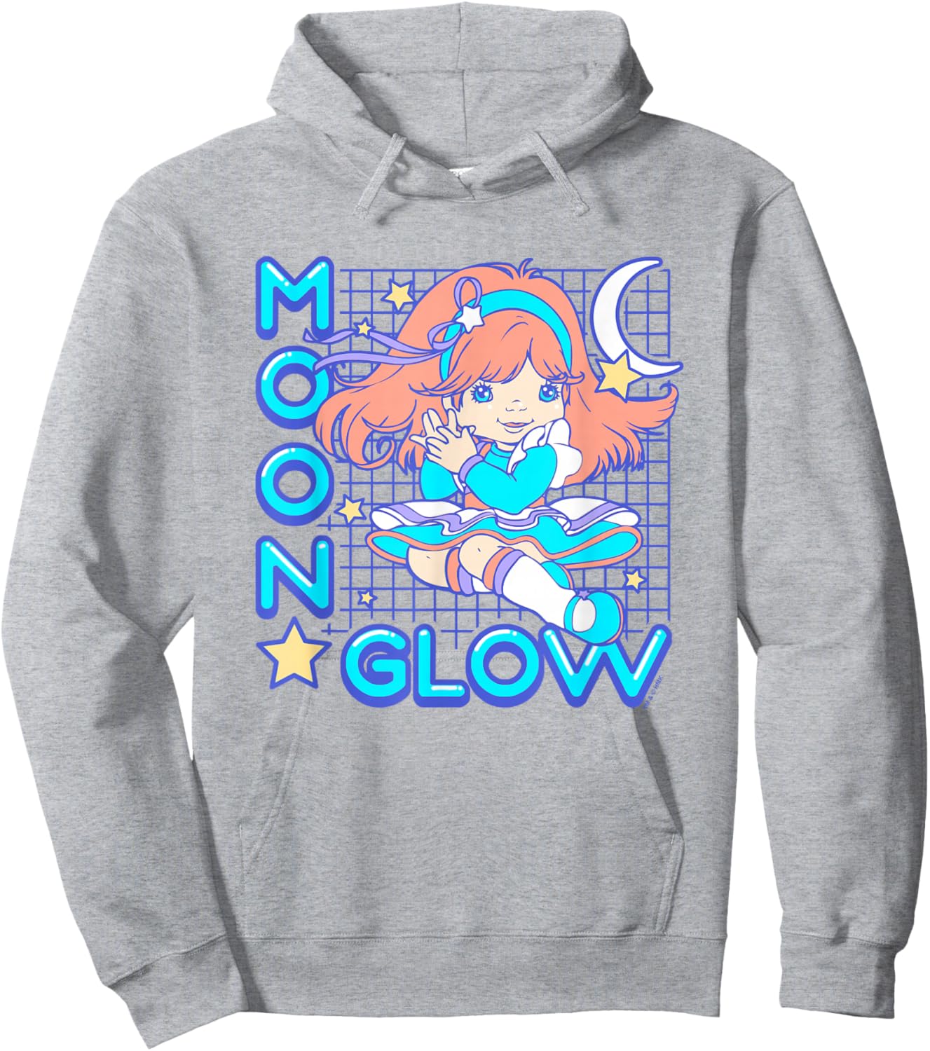 Rainbow Brite Moon Glow Vintage Neon Grid Logo Hoodie - Hoodie | Ash