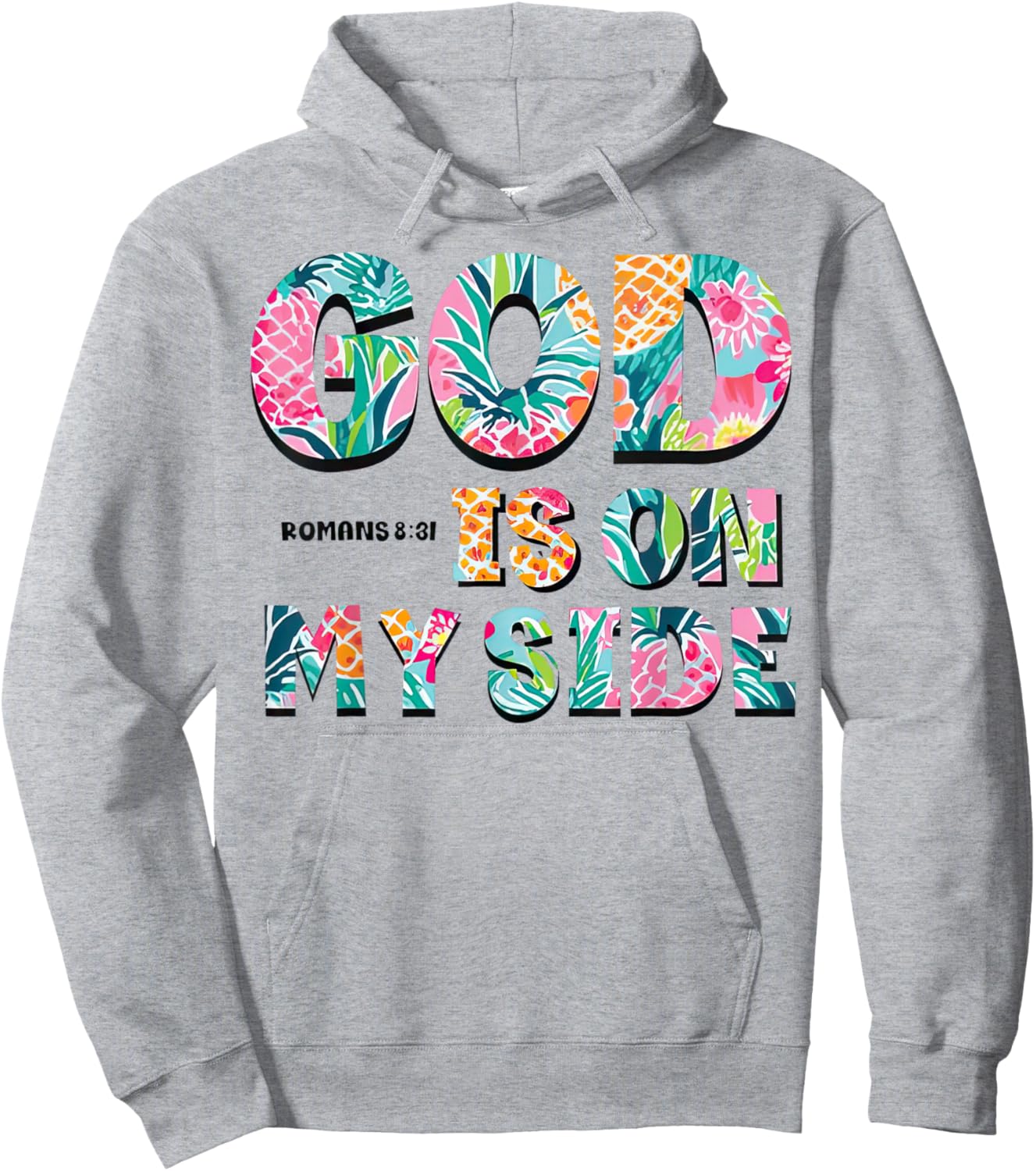 God is on my side Tropical Christian Message Hoodie - Hoodie | Ash