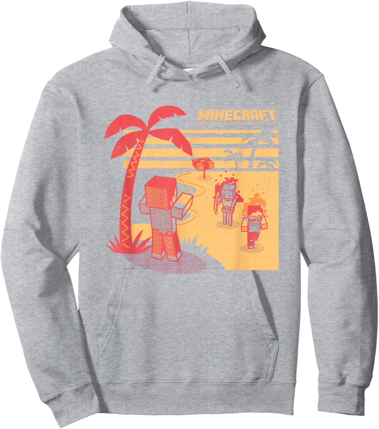 Minecraft Mobs Invading The Beach Retro Poster Hoodie - Hoodie | Ash