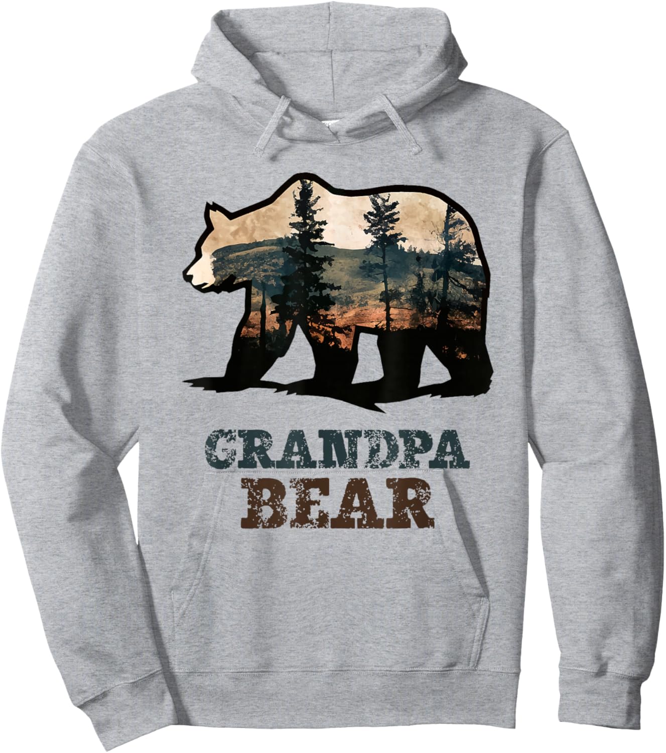 Grandpa Bear Vintage Retro Funny Hoodie - Hoodie | Ash
