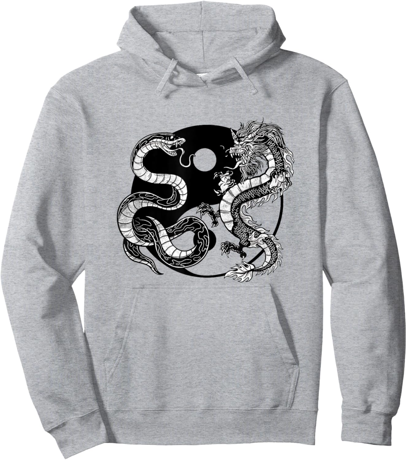 Yin And Yang Snake And Dragon Vintage Hoodie - Hoodie | Ash