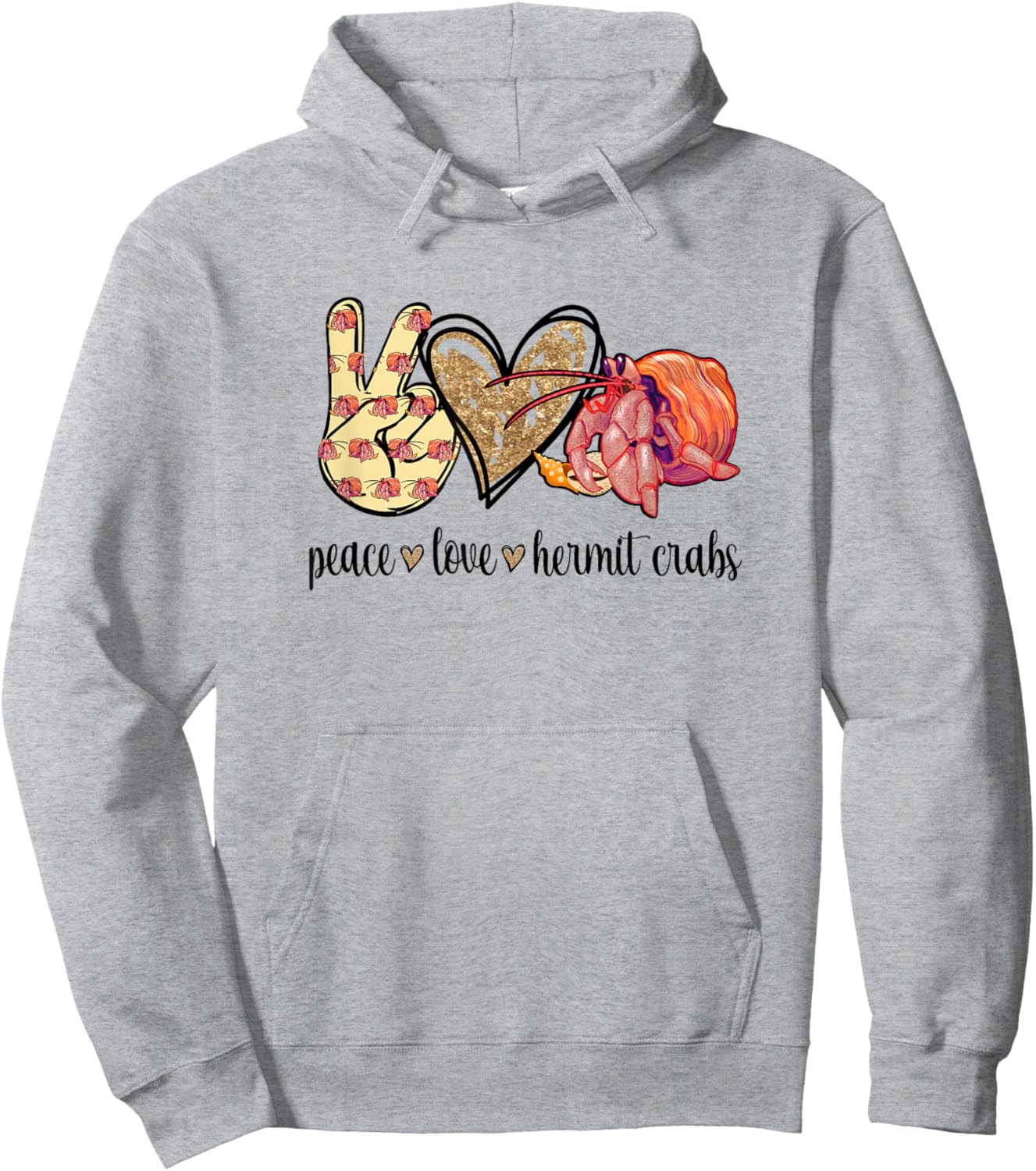 Peace Love Pet Hermit Crab Lover Hoodie - Hoodie | Ash
