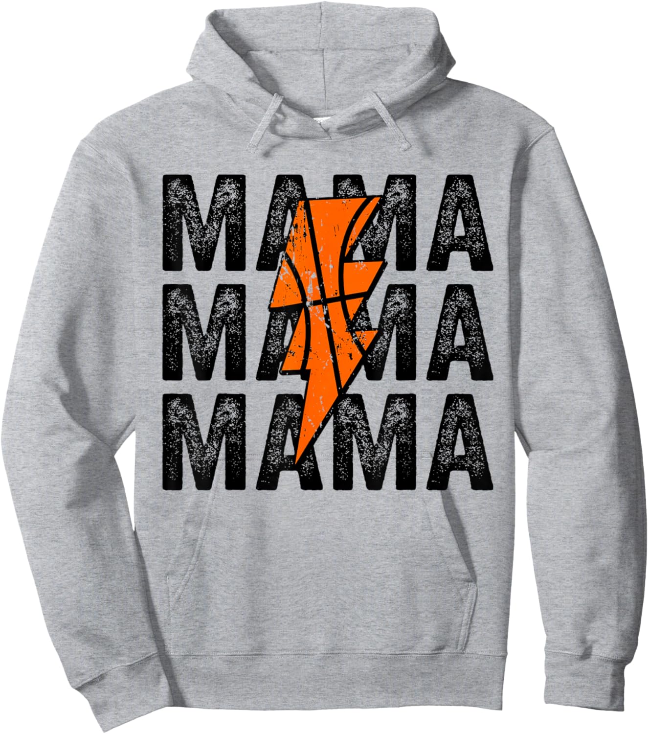 Basketball Mama Distressed Lightning Bolt Mom Hoodie - Hoodie | Ash