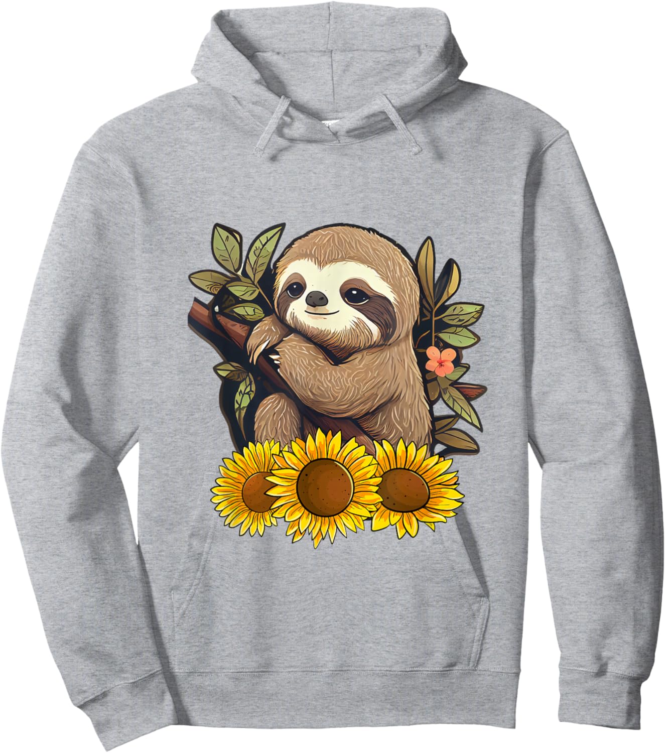 Sunflower Sloth Flower Hoodie - Hoodie | Ash