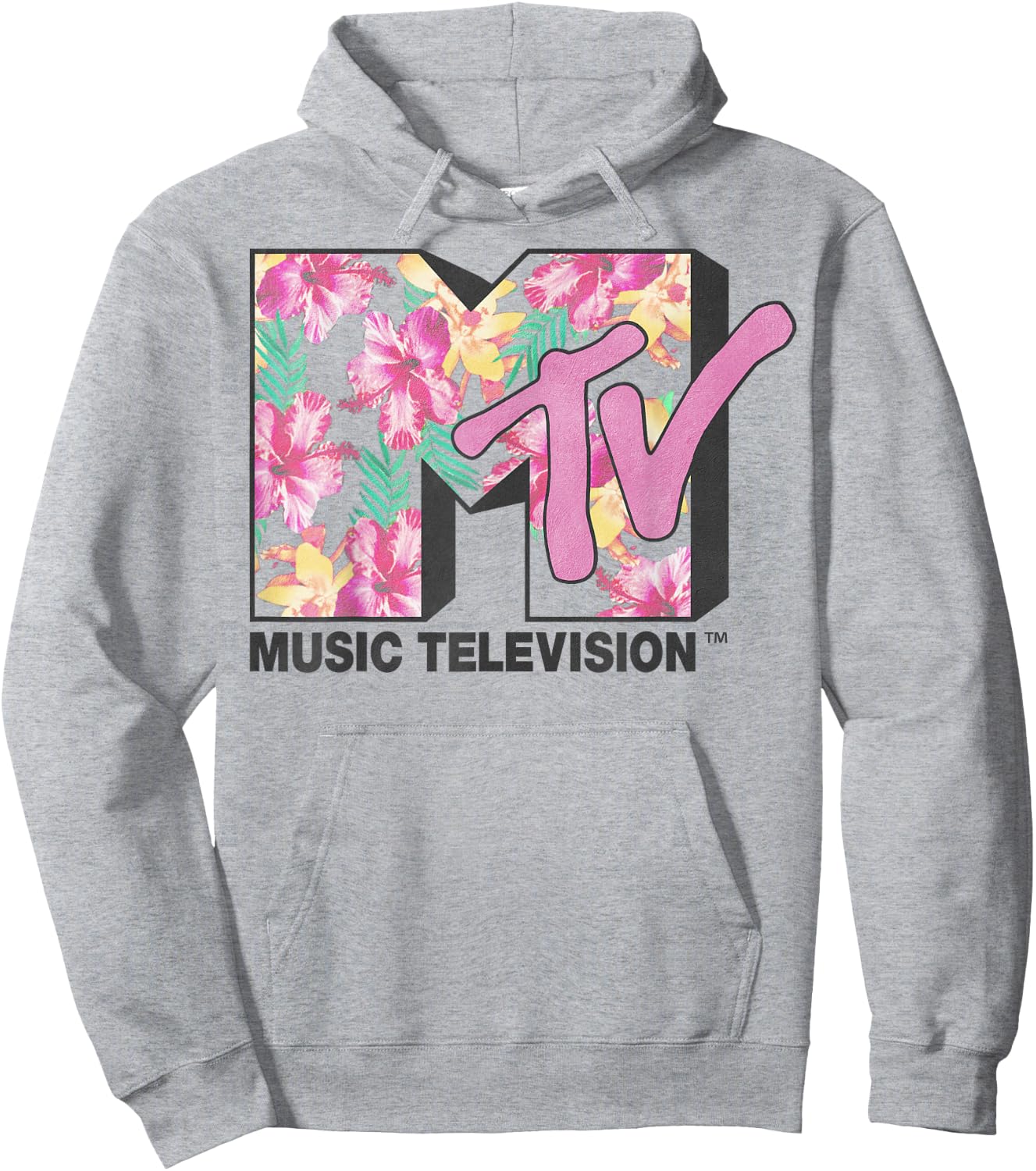MTV Aloha Flower Logo Graphic Hoodie - Hoodie | Ash