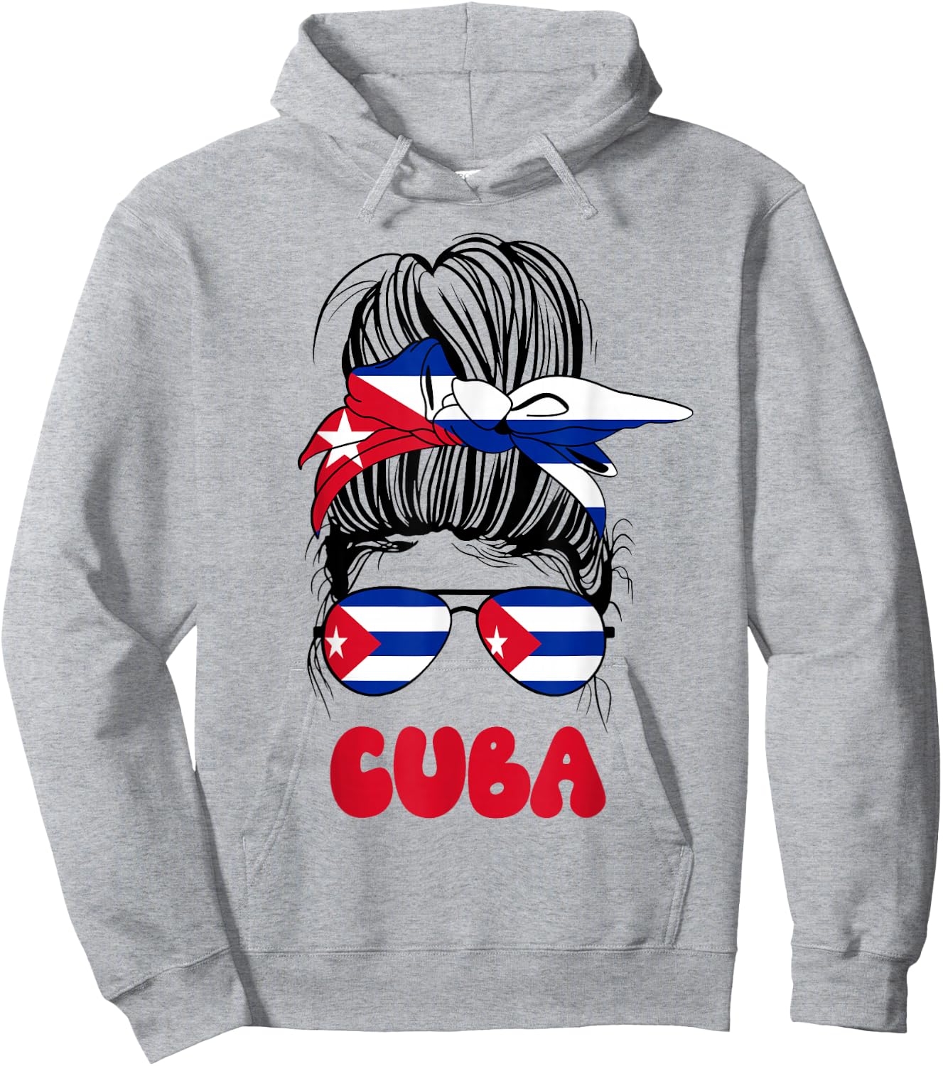 Cuban Women Messy Bun Proud Cuba Flag For Girls Hoodie - Hoodie | Ash
