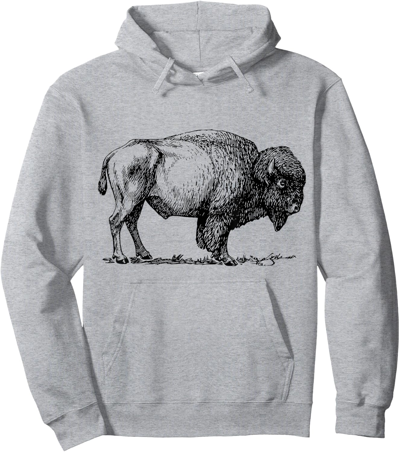 Buffalo American Bison Classic Print Hoodie - Hoodie | Ash