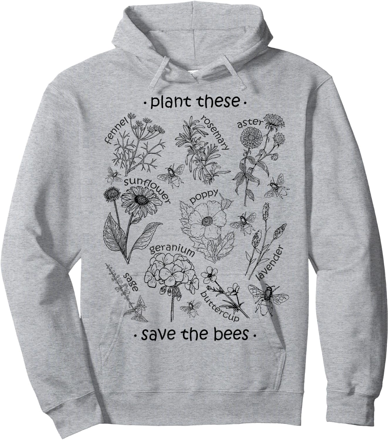 Plant These Save The Bees Shirt Hoodie - Hoodie | Ash