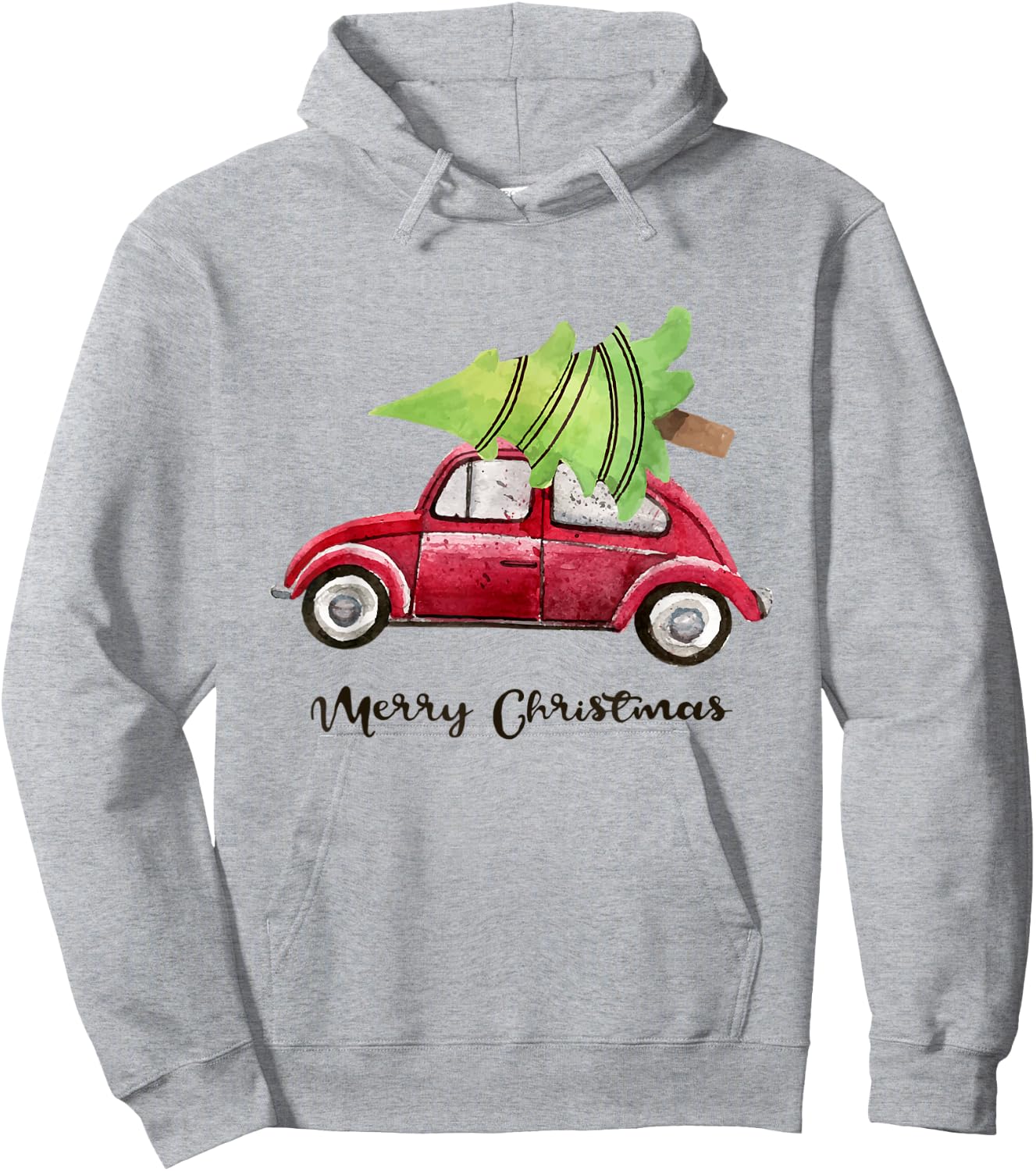 Red Truck Christmas Tree Pajamas Hoodie - Hoodie | Ash