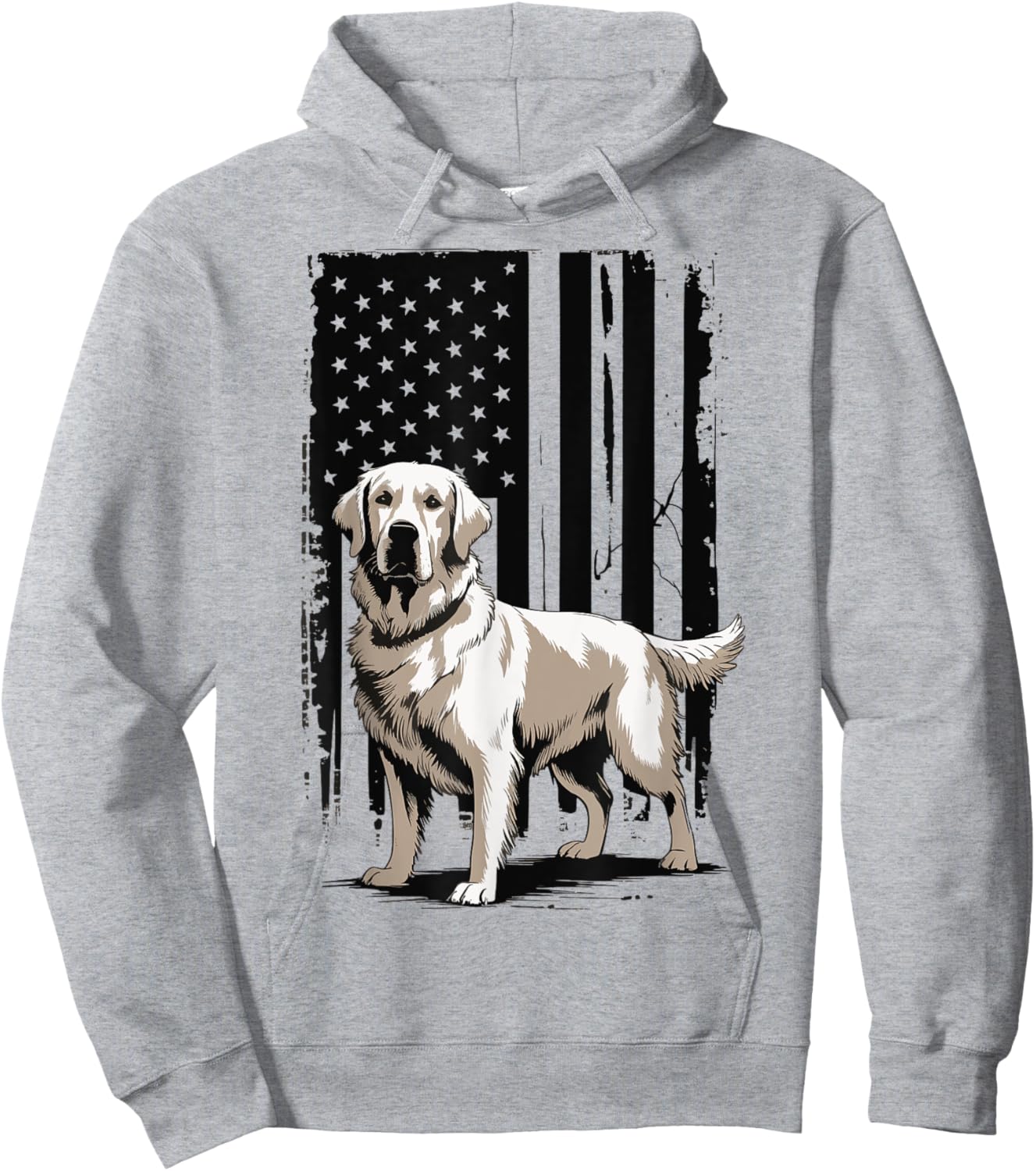 Golden Retriever USA Flag Hoodie - Hoodie | Ash
