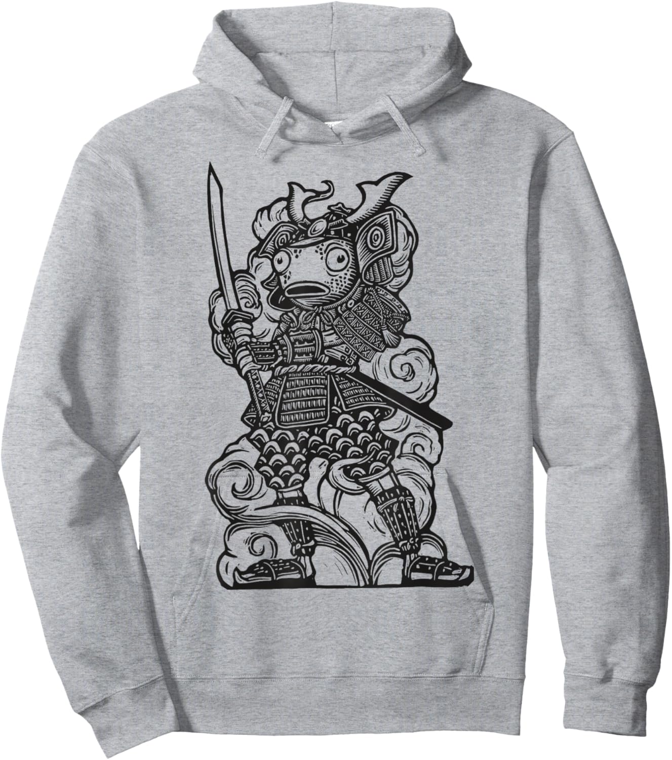 Fortnite Samurai Fishstick Black & White Print Hoodie - Hoodie | Ash