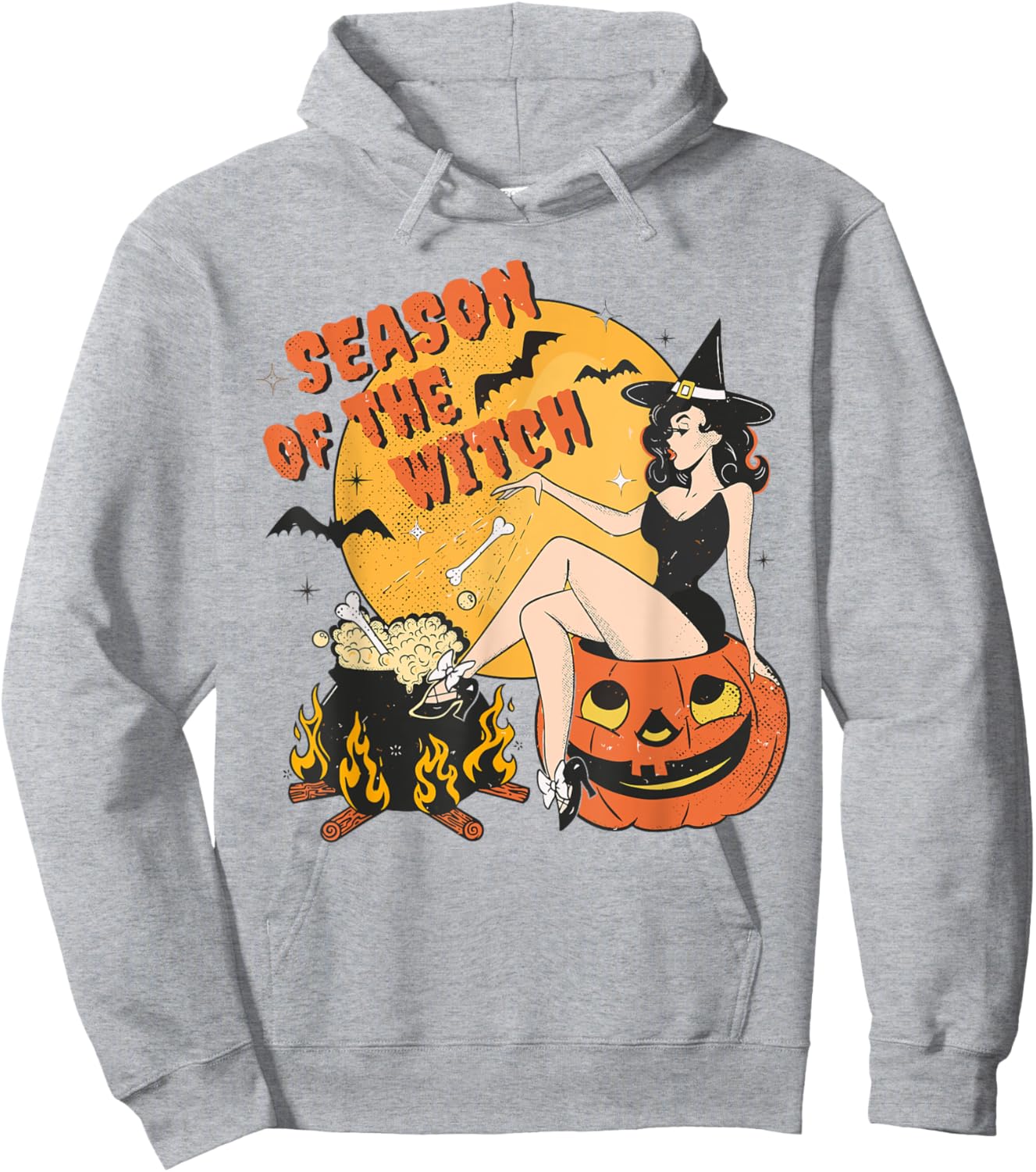 Retro Season of the Witch Halloween Salem Witch Hoodie - Hoodie | Ash