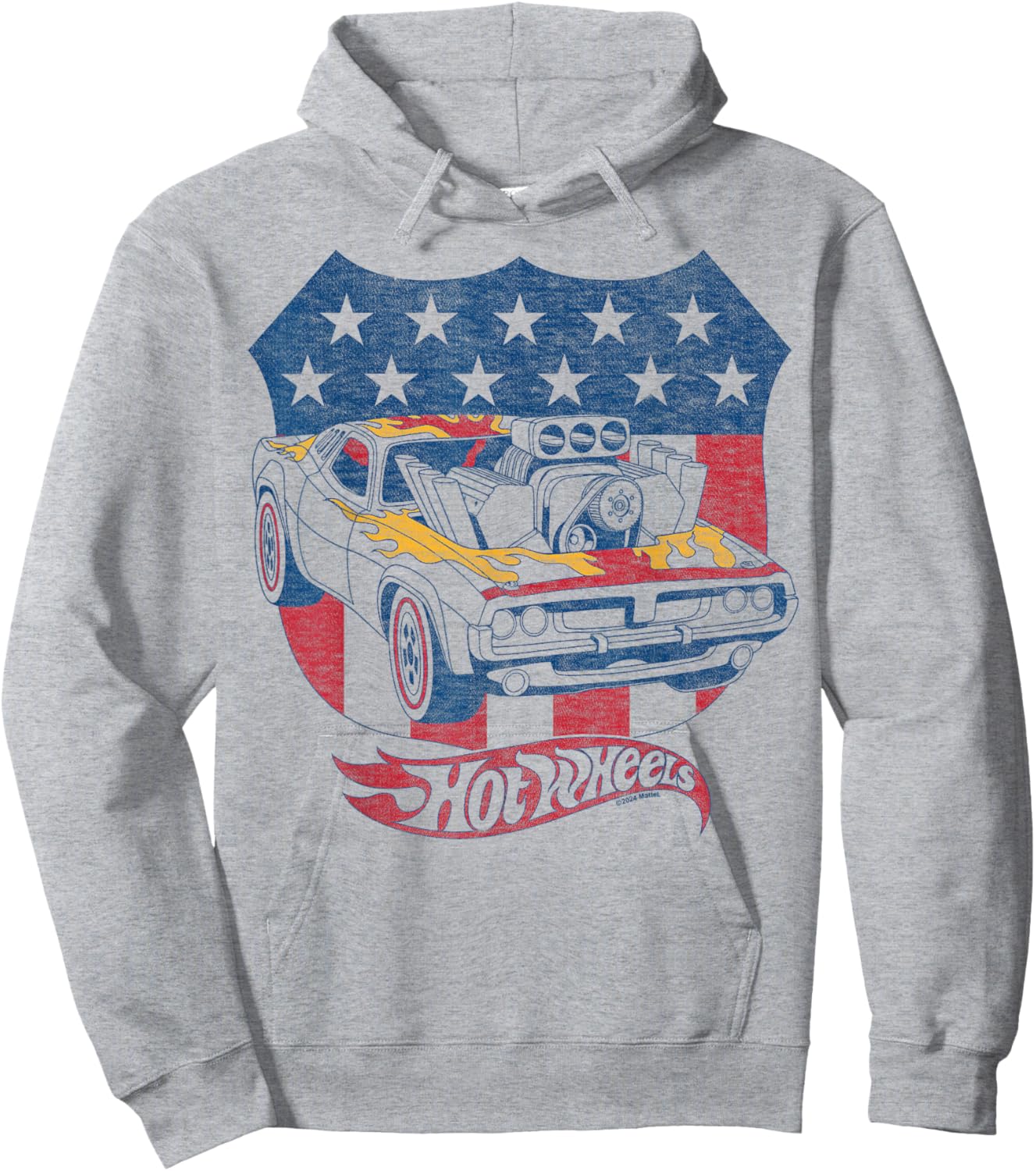 Hot Wheels - Patriotic American Flag Hoodie - Hoodie | Ash