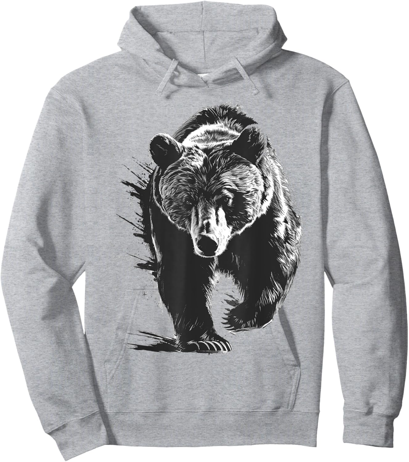 Bear Drawing Animal Painting Graphic Art Bear Hoodie - Hoodie | Ash