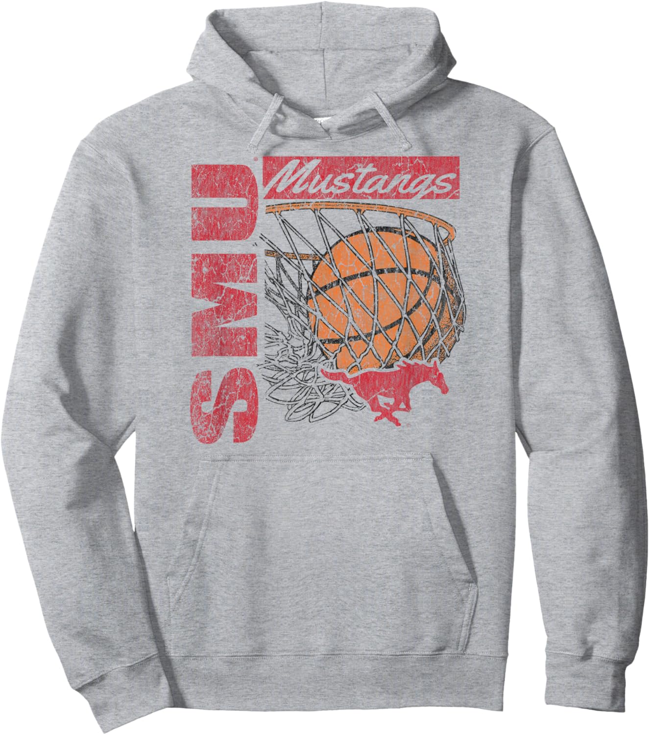 SMU Mustangs Vintage Basketball 90's White Hoodie - Hoodie | Ash