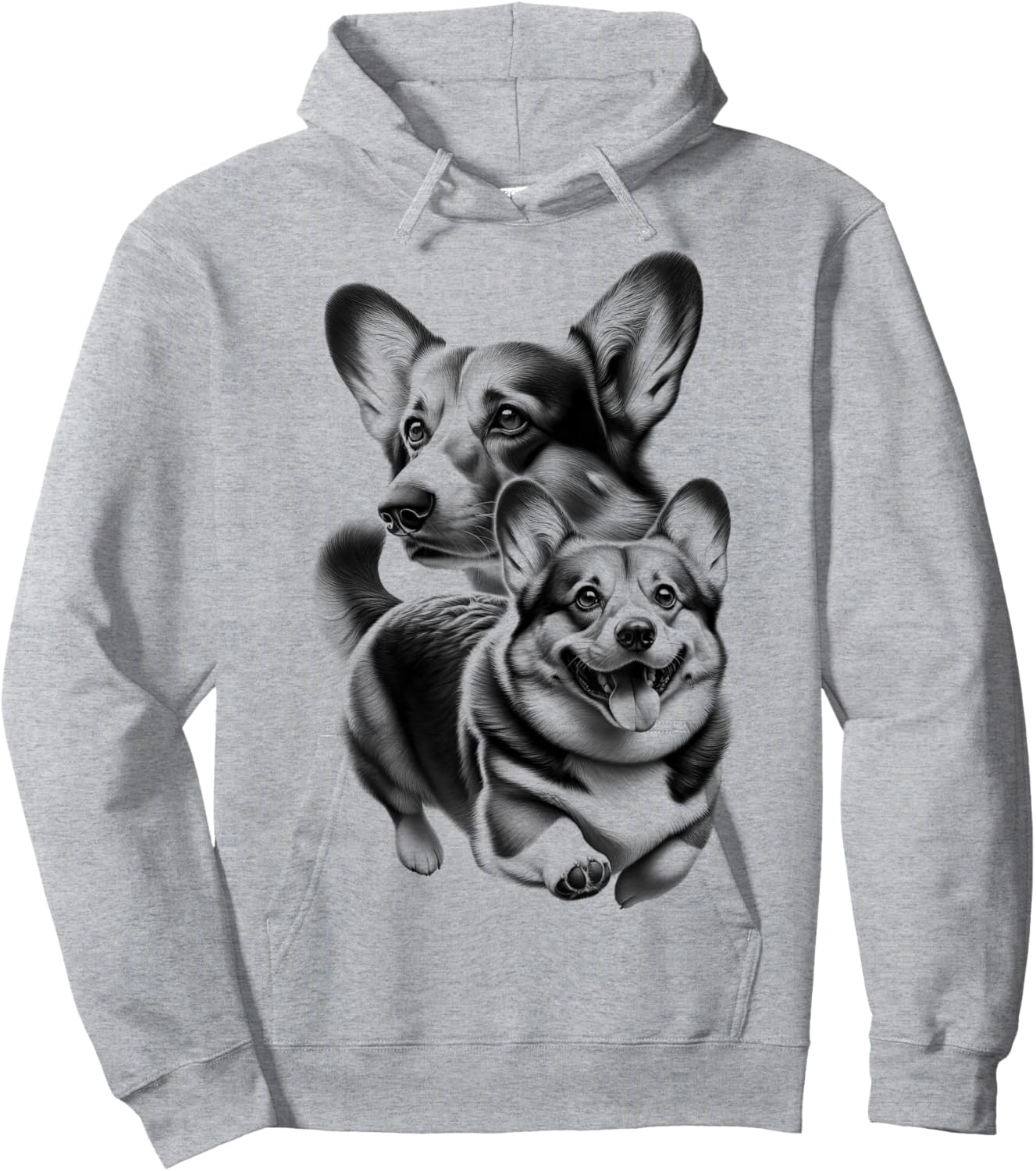 Cute Corgi as a Cool Portrait Hoodie - Hoodie | Ash