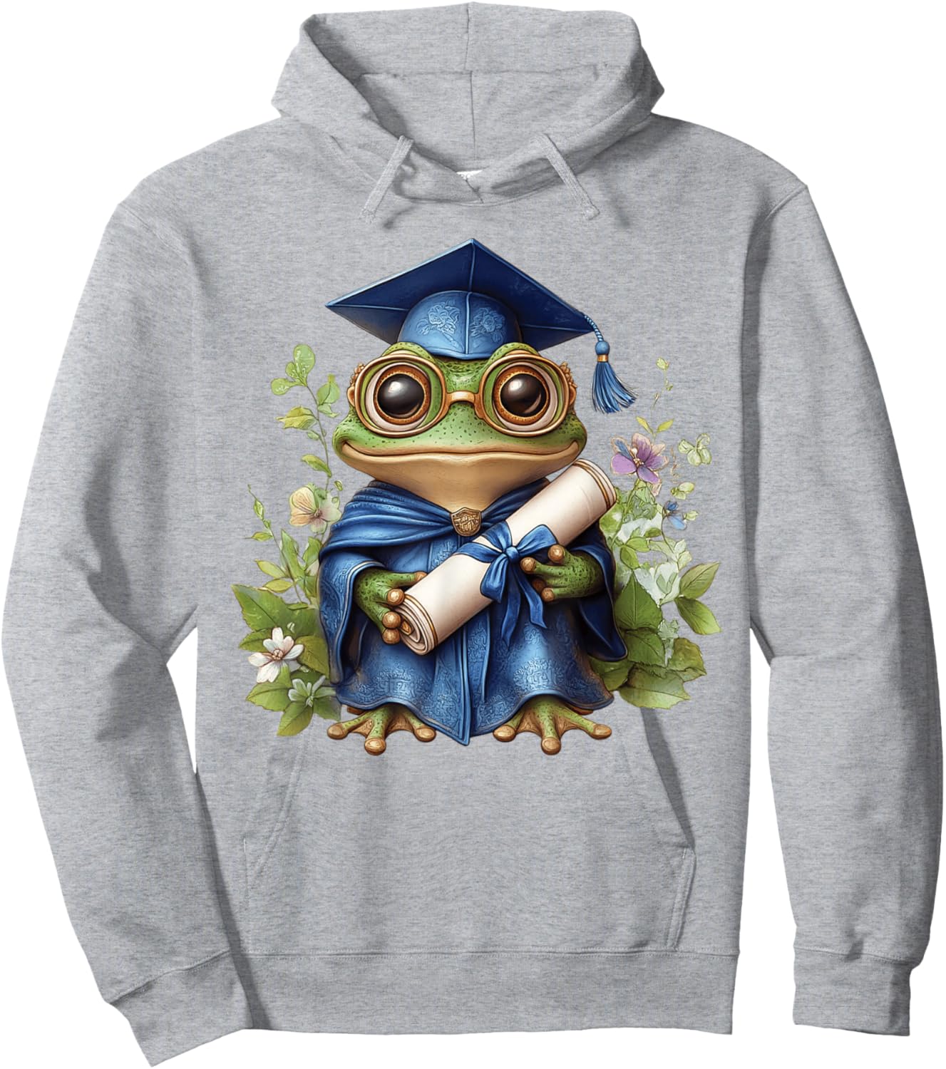Cute Graduation Frog Holding Diploma T Shirt Hoodie - Hoodie | Ash