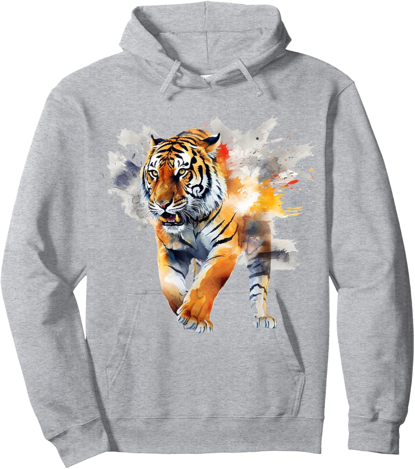 Tiger Artwork - Zoo Animal Tiger Hoodie - Hoodie | Ash