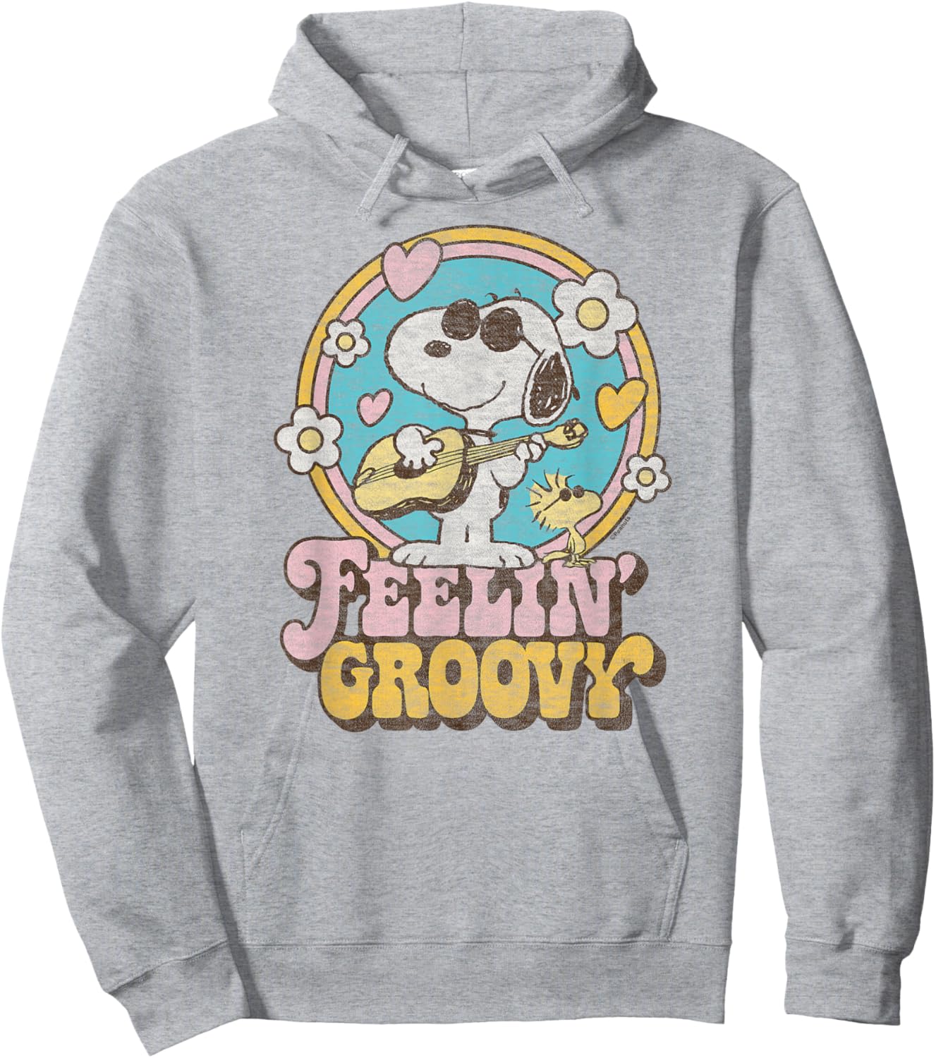 Peanuts - Feelin' Groovy Snoopy and Woodstock Hoodie - Hoodie | Ash