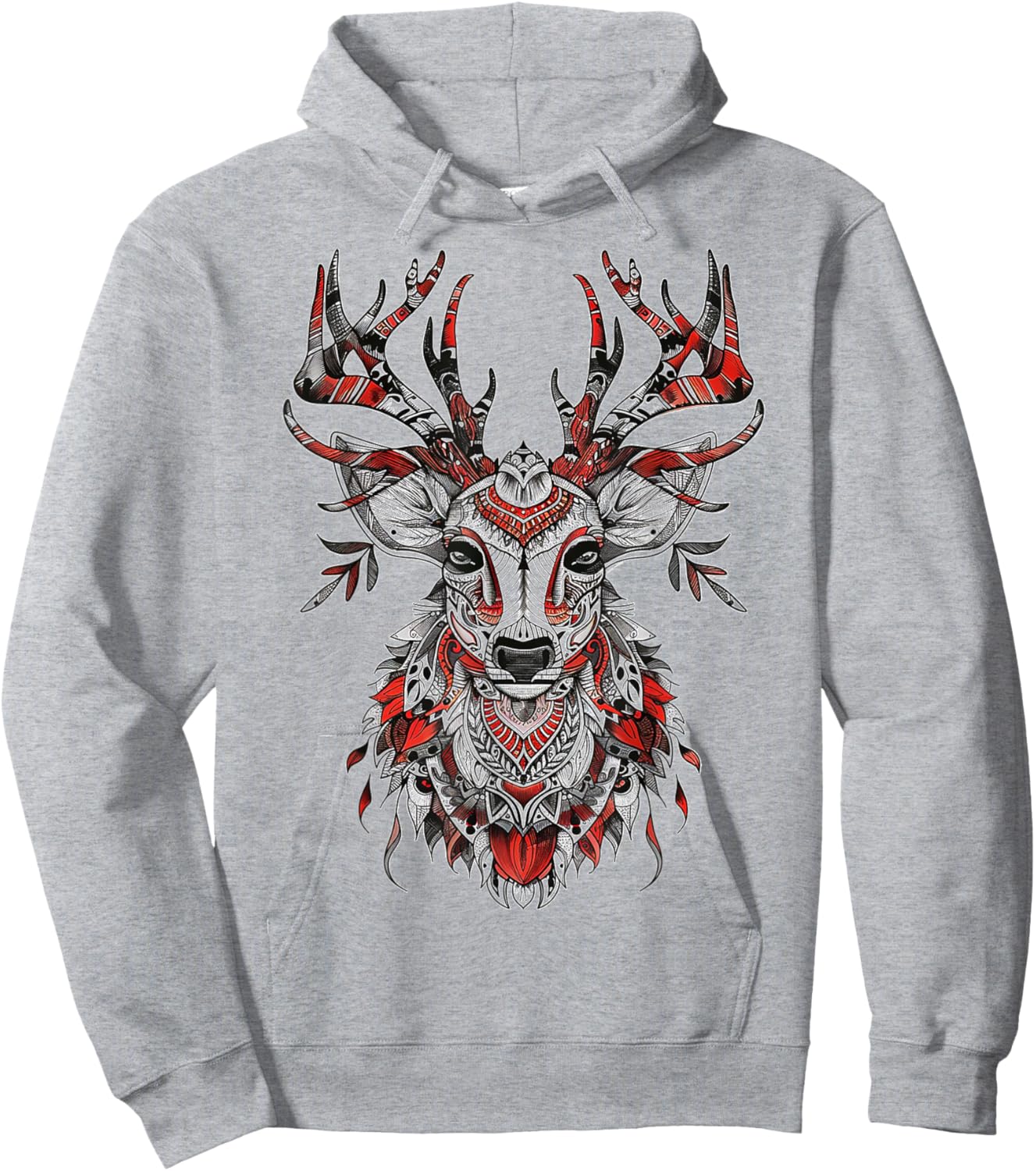 Reindeer Motif Illustration Reindeer Hoodie - Hoodie | Ash