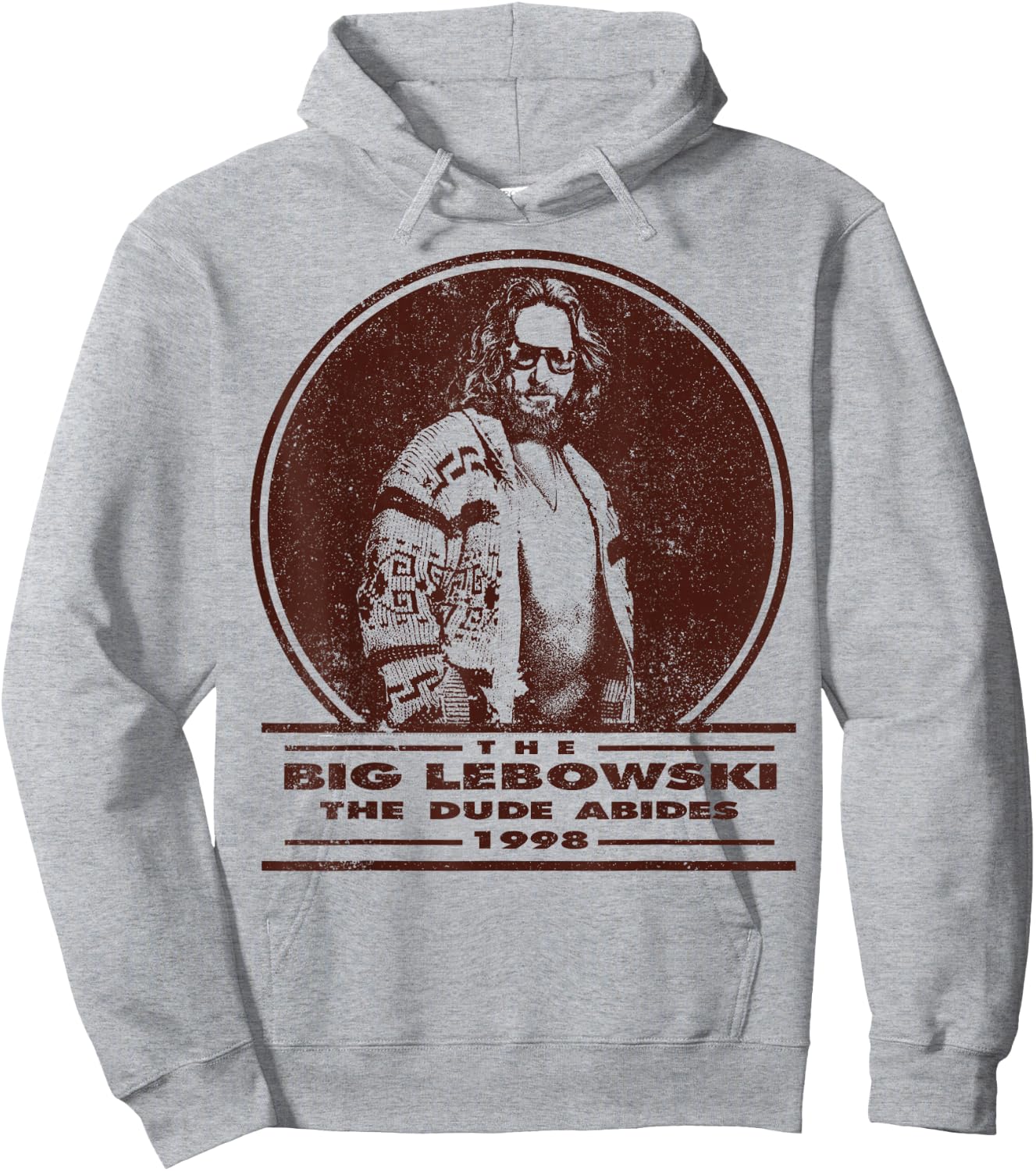 The Big Lebowski Distressed Dude Abides Stamp Hoodie - Hoodie | Ash