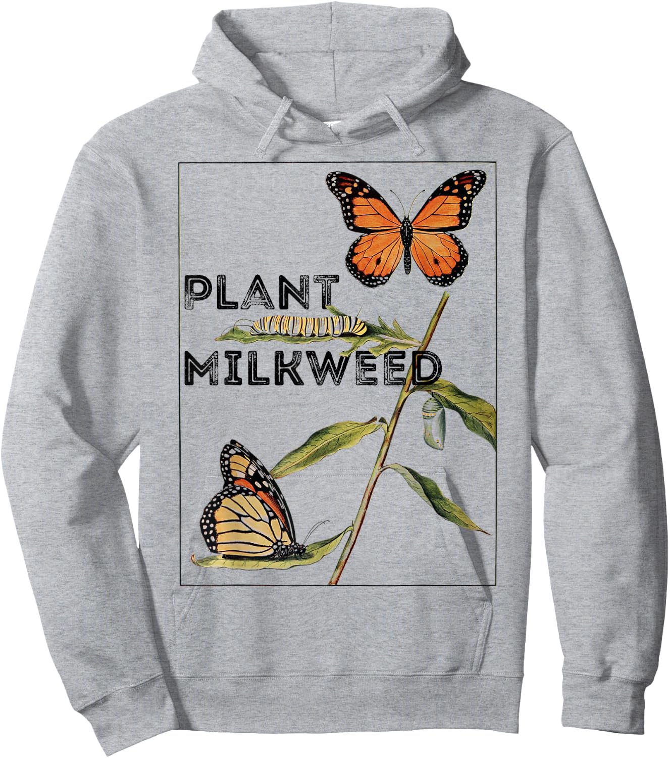 Monarch Butterfly Vintage "Plant Milkweed" Hoodie - Hoodie | Ash