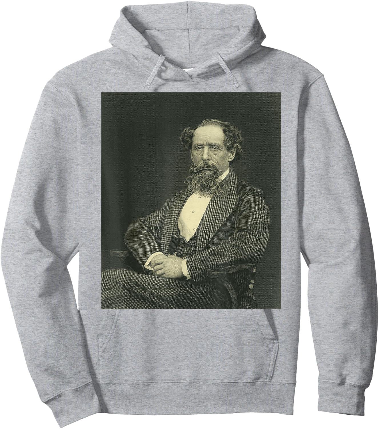 Vintage Portrait Retro Charles Dickens Hoodie - Hoodie | Ash