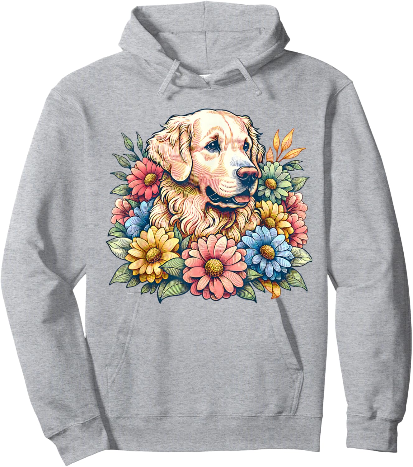 Golden Retriever Dog Summer Flowers Women Hoodie - Hoodie | Ash