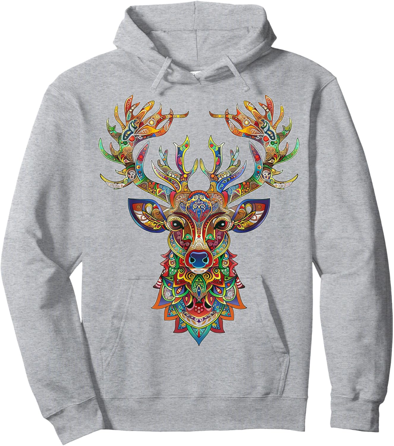 Reindeer Motif Artwork Reindeer Hoodie - Hoodie | Ash