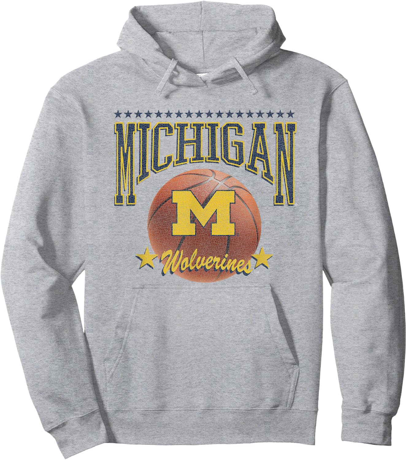 Michigan Wolverines Basketball Vintage Stars Hoodie - Hoodie | Ash