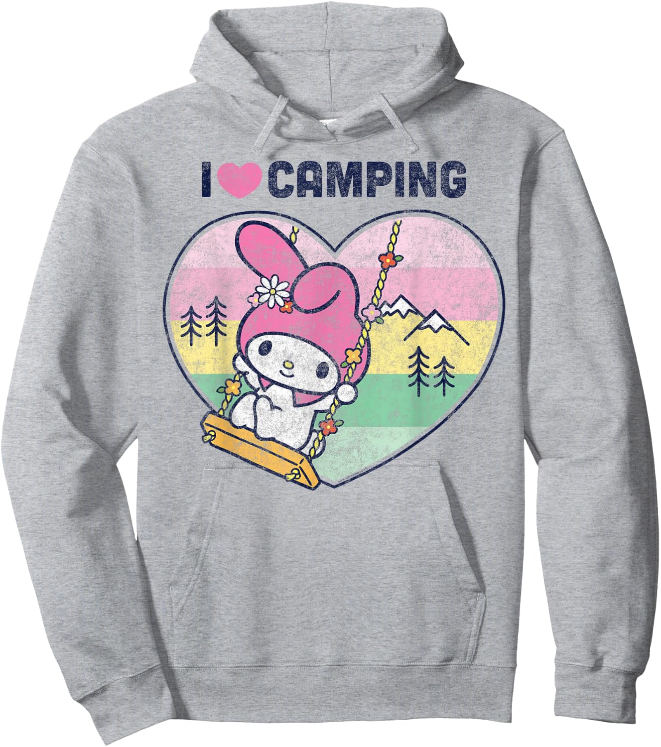 My Melody I Love Camping Hoodie - Hoodie | Ash