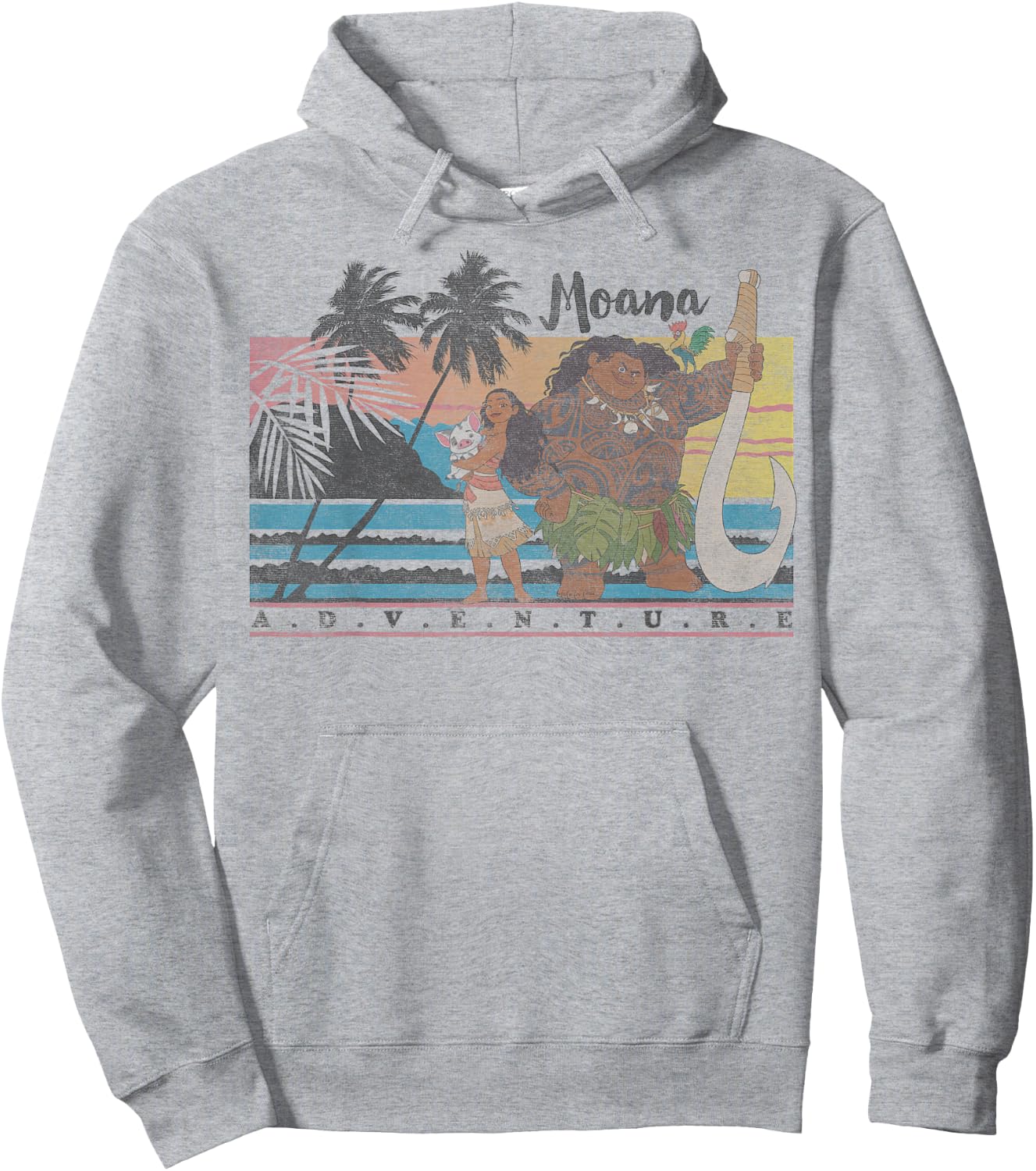 Disney Moana & Maui Adventure Faded Portrait Hoodie - Hoodie | Ash
