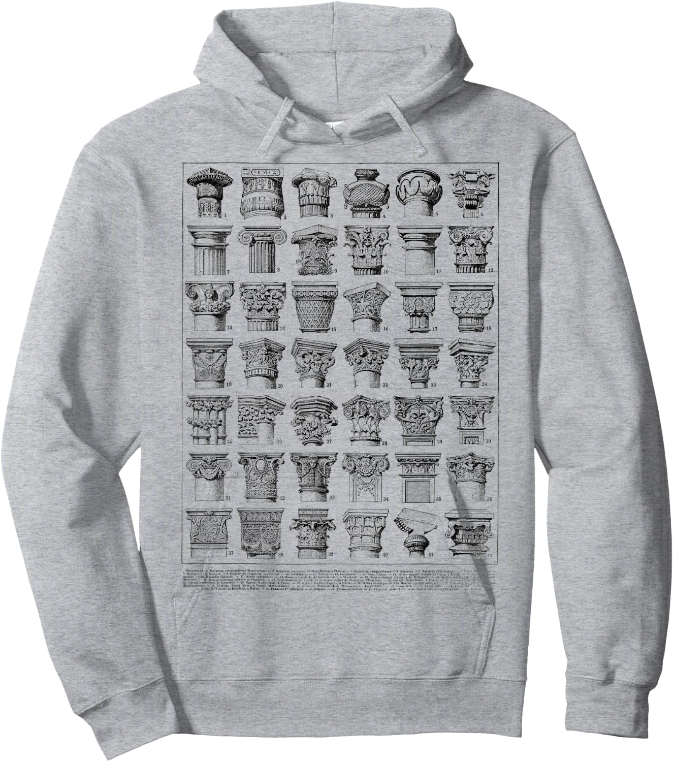 Vintage Roman Column Chart Architecture Hoodie - Hoodie | Ash