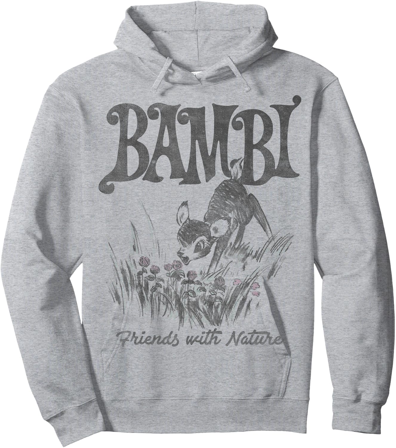 Disney Bambi Friends with Nature Pencil Sketch Hoodie - Hoodie | Ash