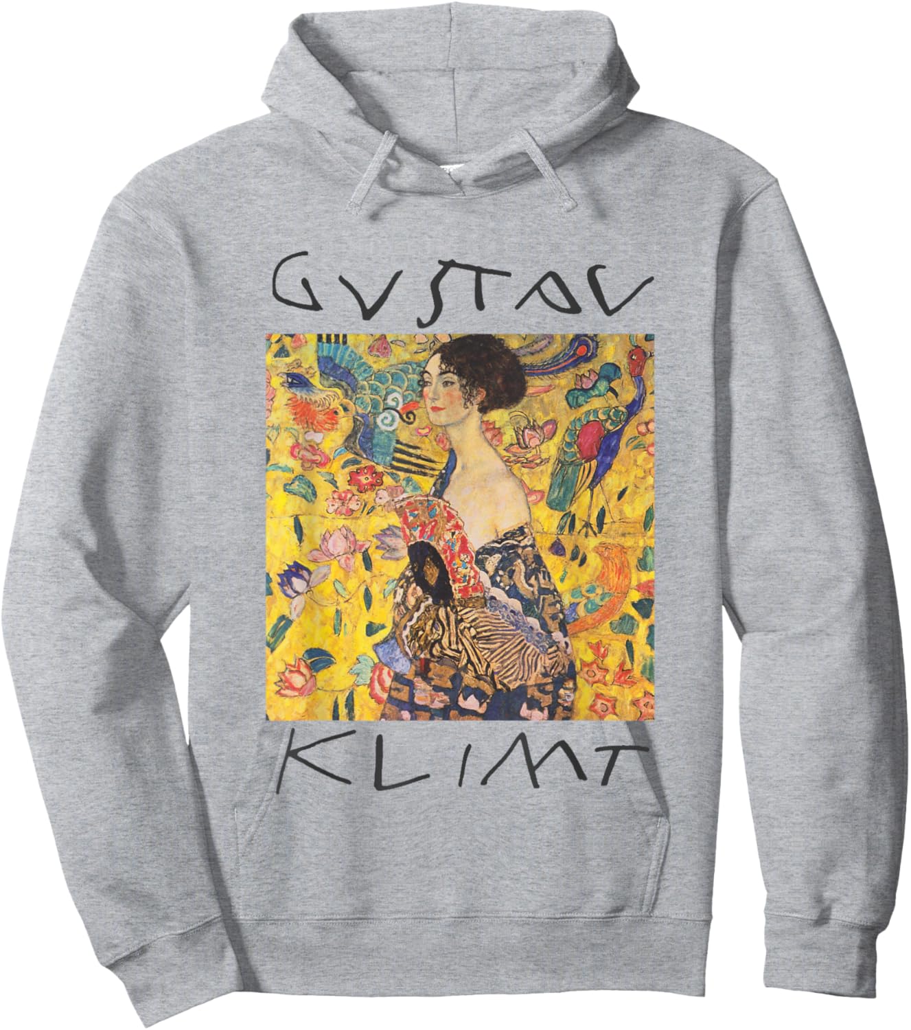 Gustav Klimt Lady With A Fan Vintage Painting Hoodie - Hoodie | Ash
