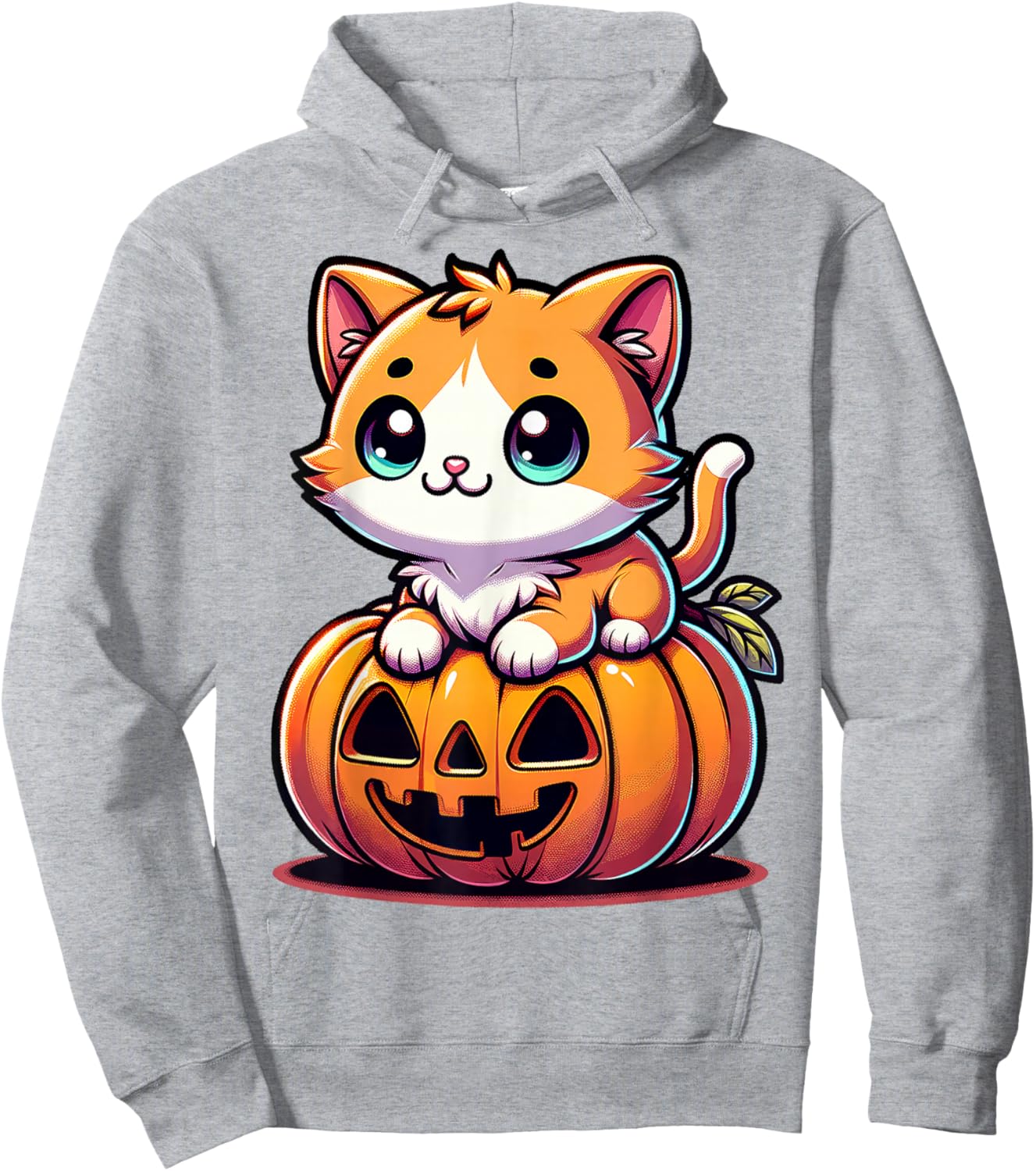 Halloween Cat Funny Fall Pumpkin Cat Lover Cute Hoodie - Hoodie | Ash