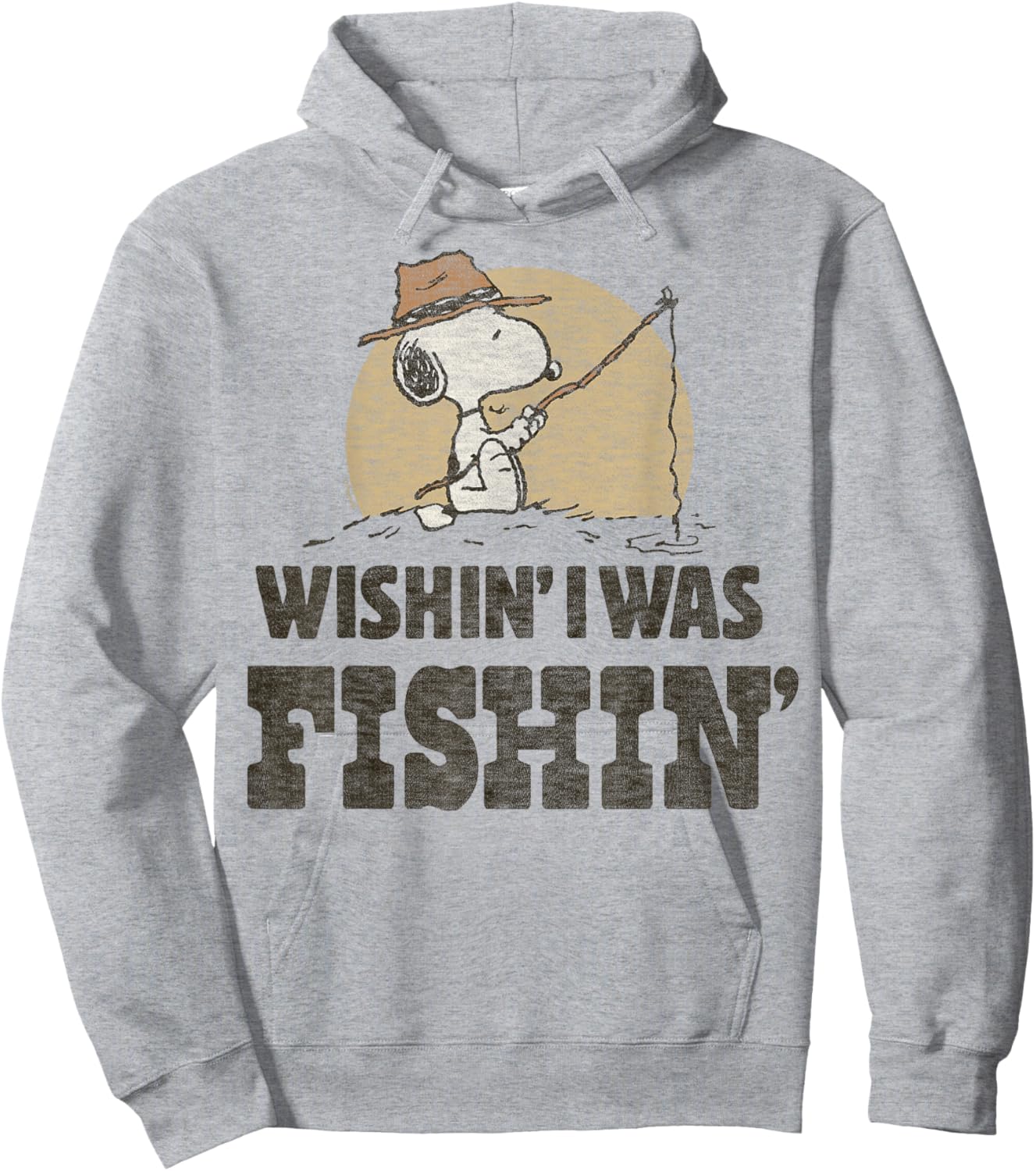 Peanuts Snoopy Wishin' I Was Fishin' Hoodie - Hoodie | Ash