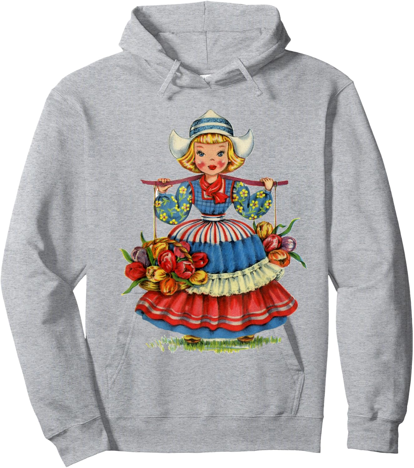 Vintage Traditional National Dutch Costume Doll Hoodie - Hoodie | Ash